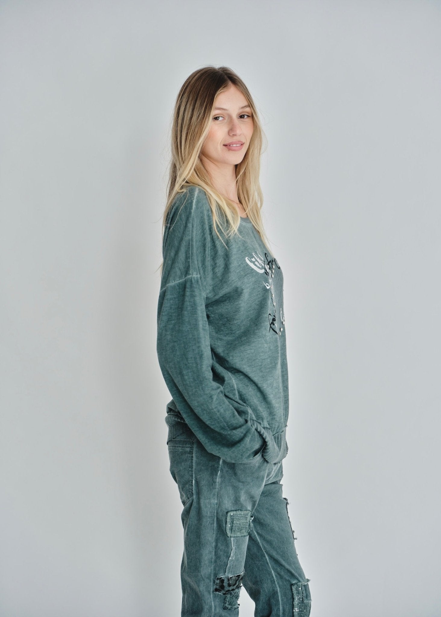 View our Corazon Italian Cotton Jumper In Turquoise - by Tribute Store