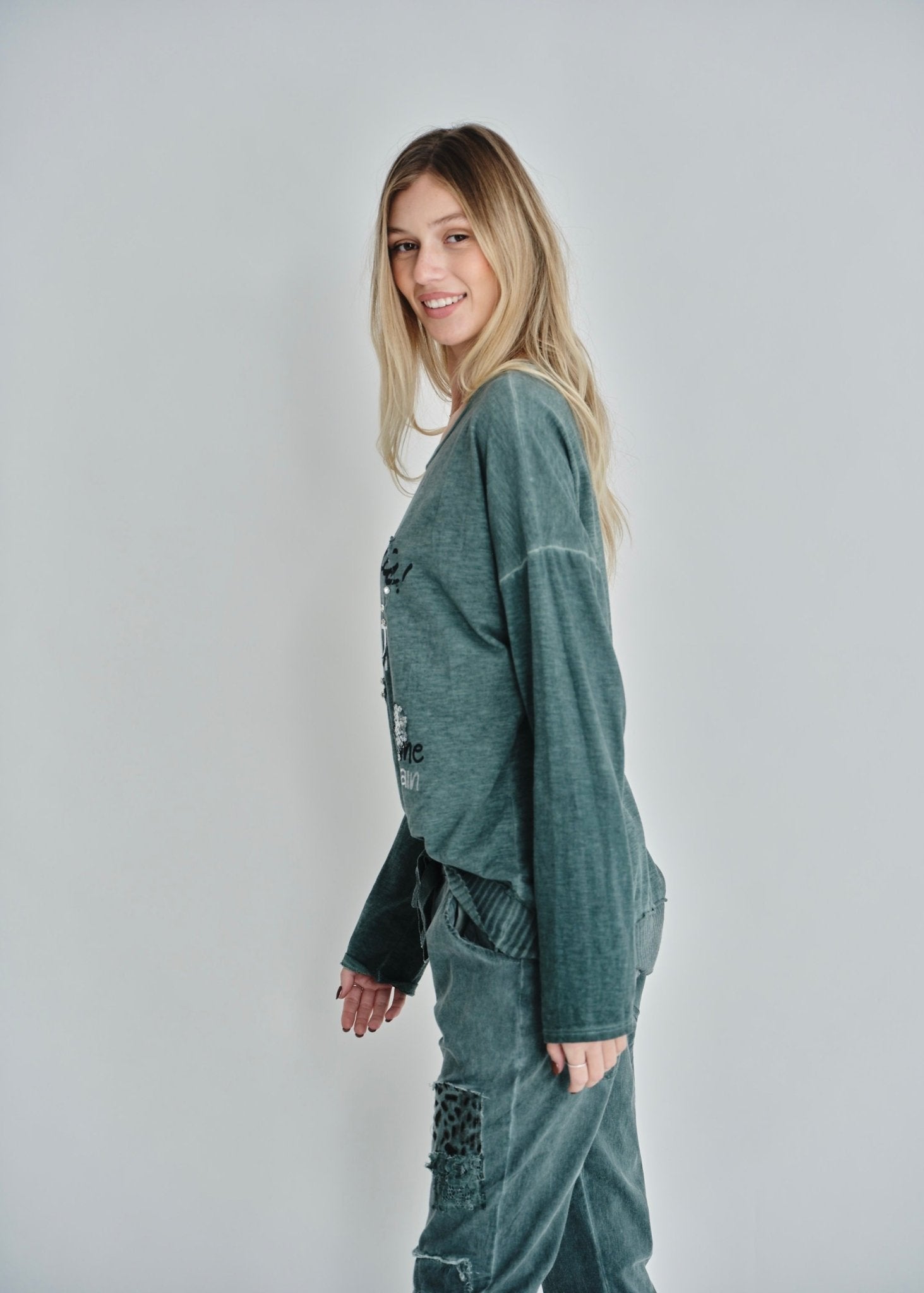 View our Corazon Italian Cotton Jumper In Turquoise - by Tribute Store