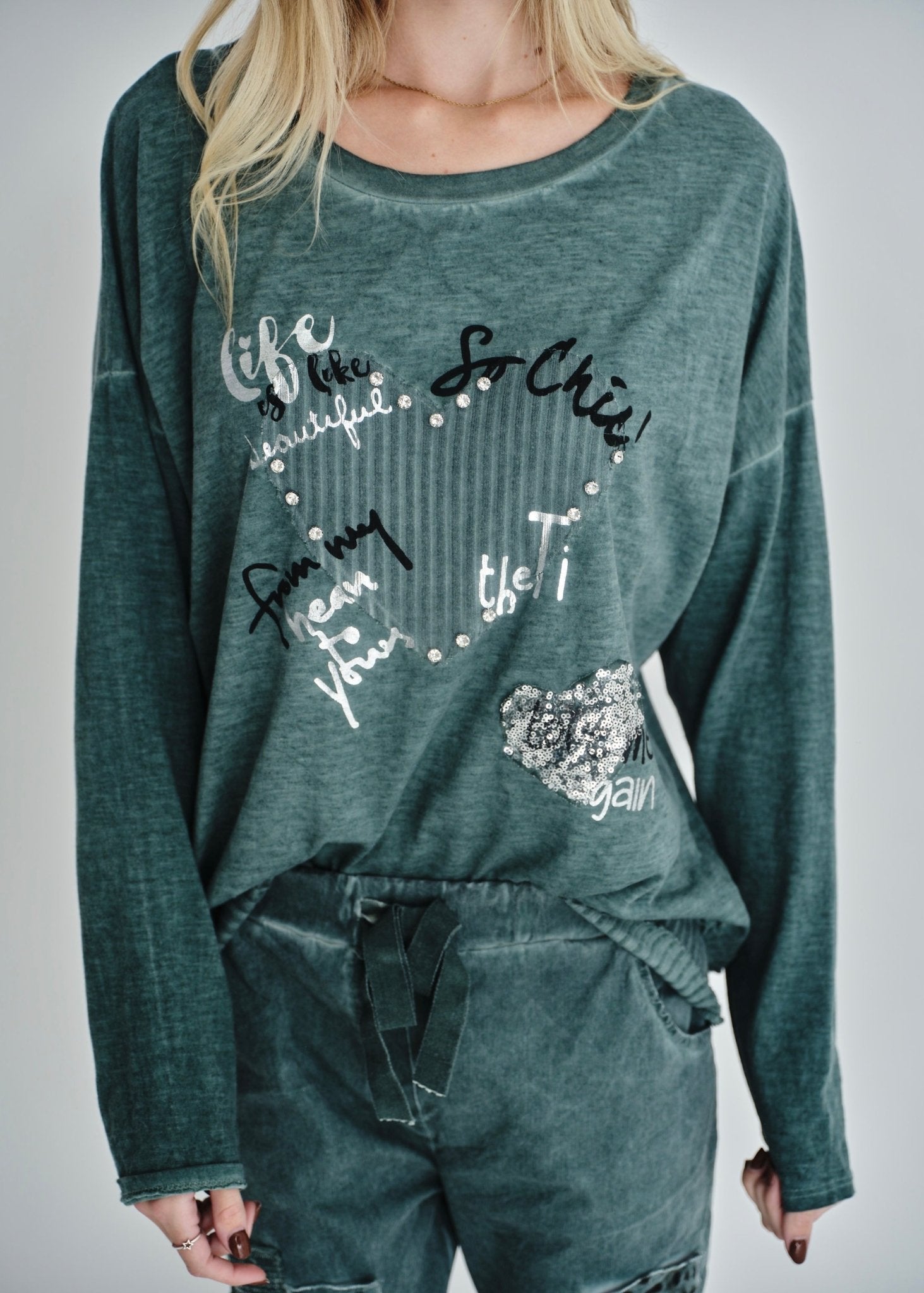 View our Corazon Italian Cotton Jumper In Turquoise - by Tribute Store