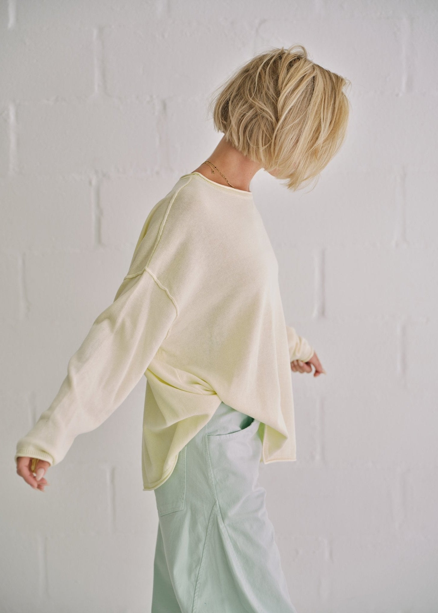 View our Cotton Boatneck Knit In Yellow - by Tribute Store