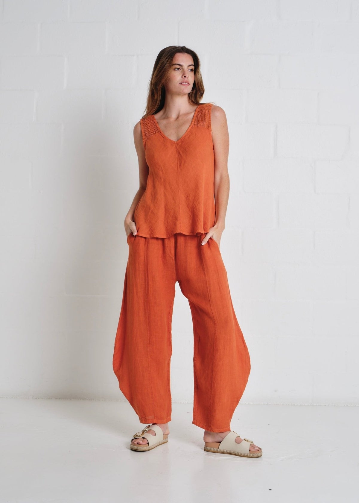 View our Crochet Shoulder Vest In Rust - by Tribute Store