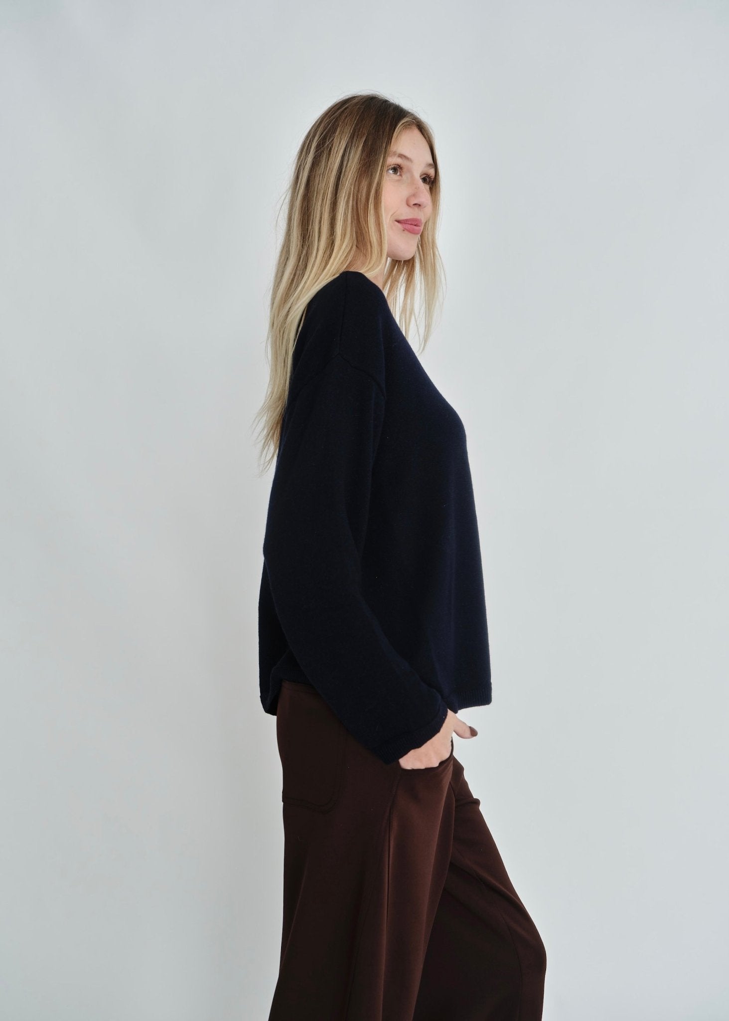 View our D’aliso Fine Gauge Boxy Knit In Navy - by Tribute Store