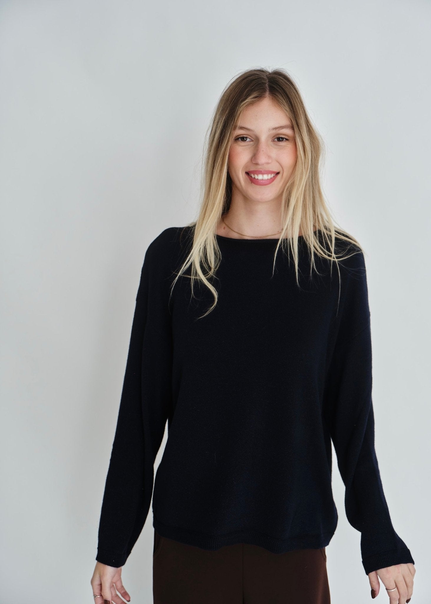 View our D’aliso Fine Gauge Boxy Knit In Navy - by Tribute Store