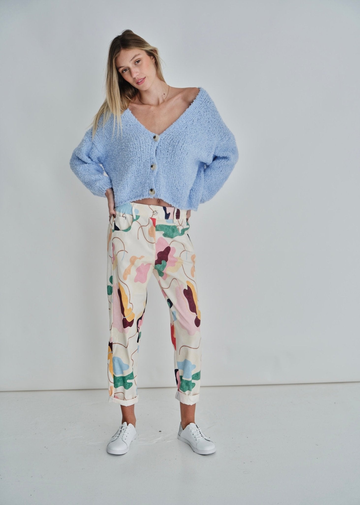 View our Deco Italian Cotton Joggers with Paint Motif In Cream - by Tribute Store