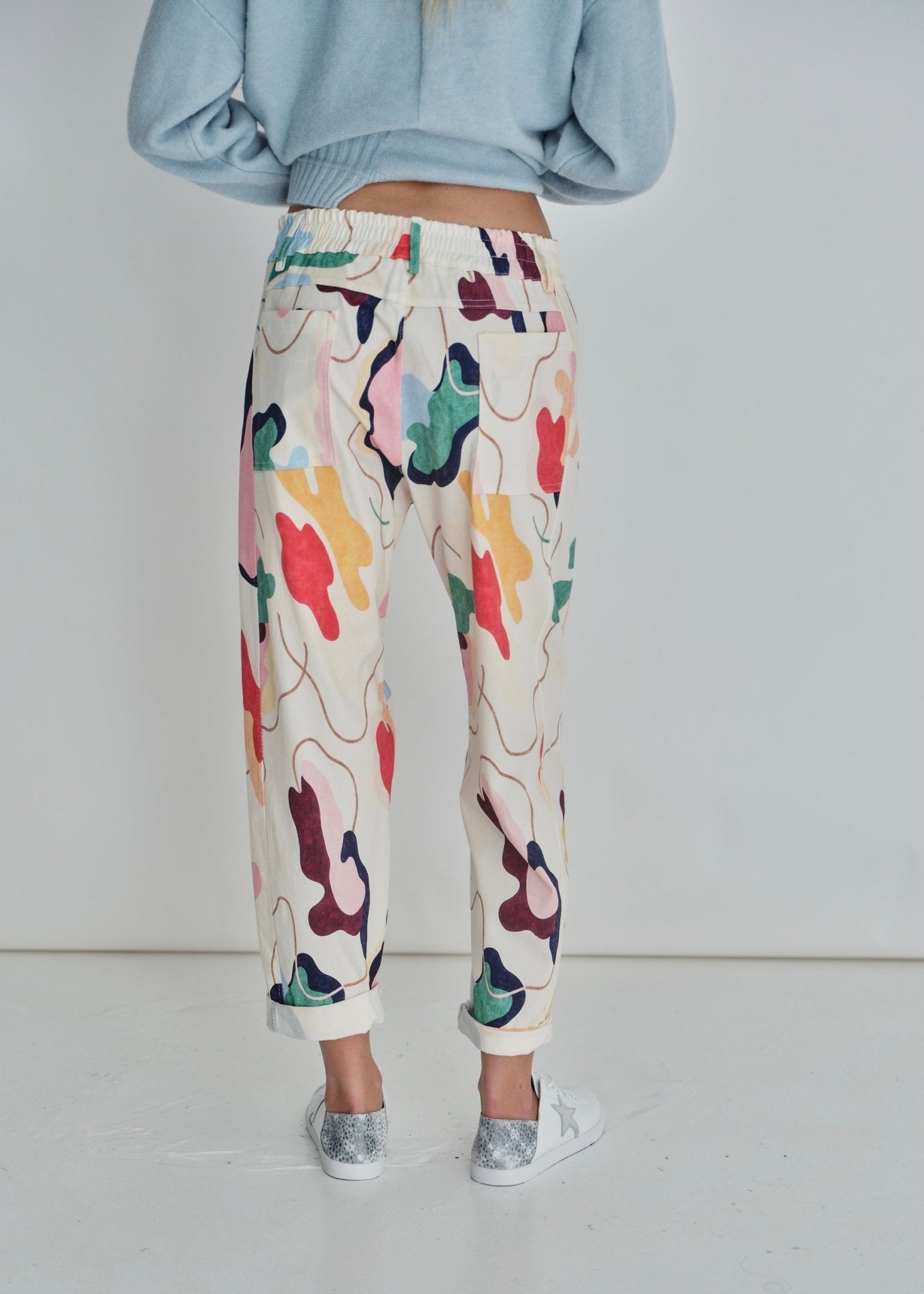 View our Deco Italian Cotton Joggers with Paint Motif In Cream - by Tribute Store