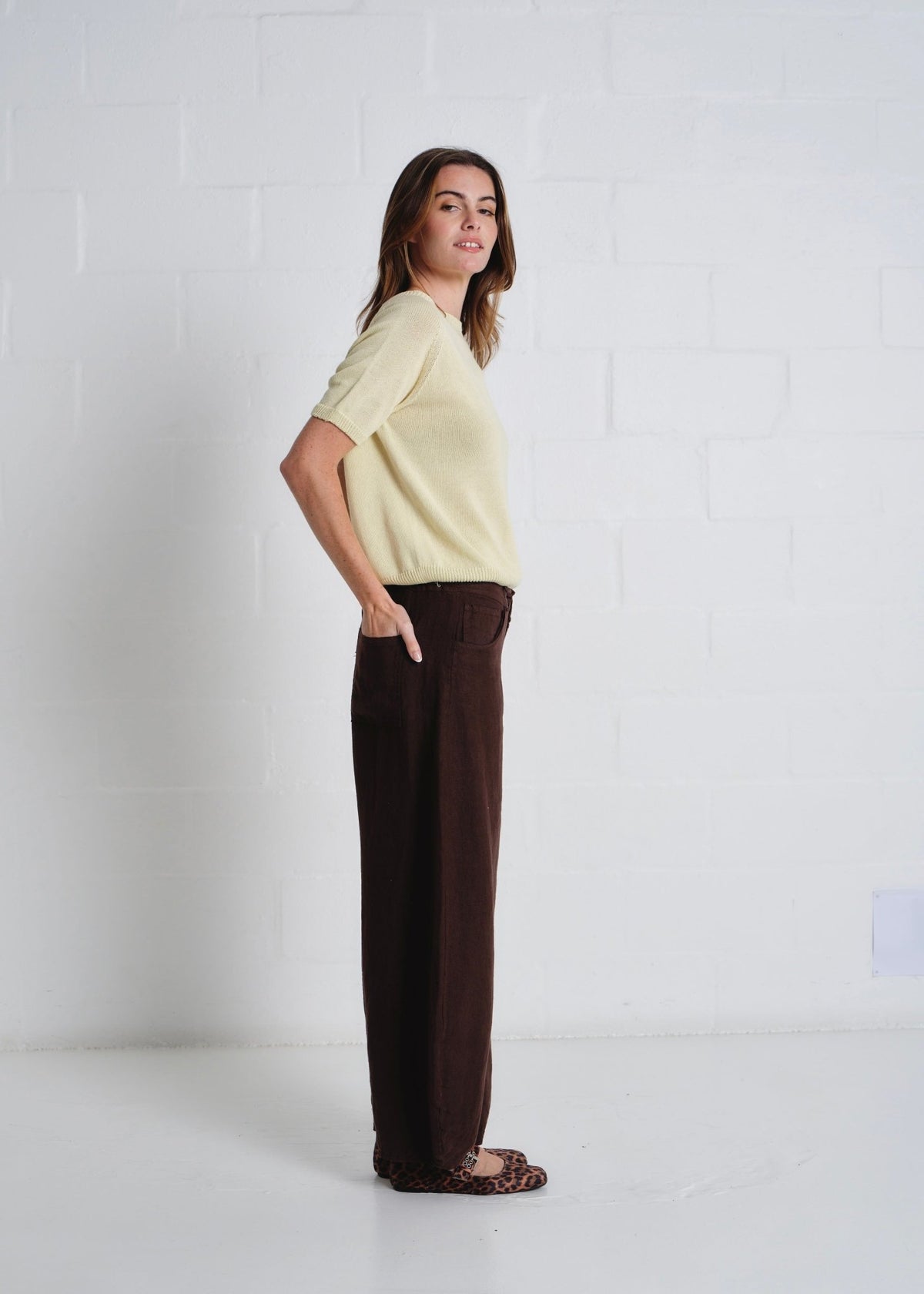 View our Deneuve Cotton Round Neck SS Top In Sunshine Yellow - by Tribute Store
