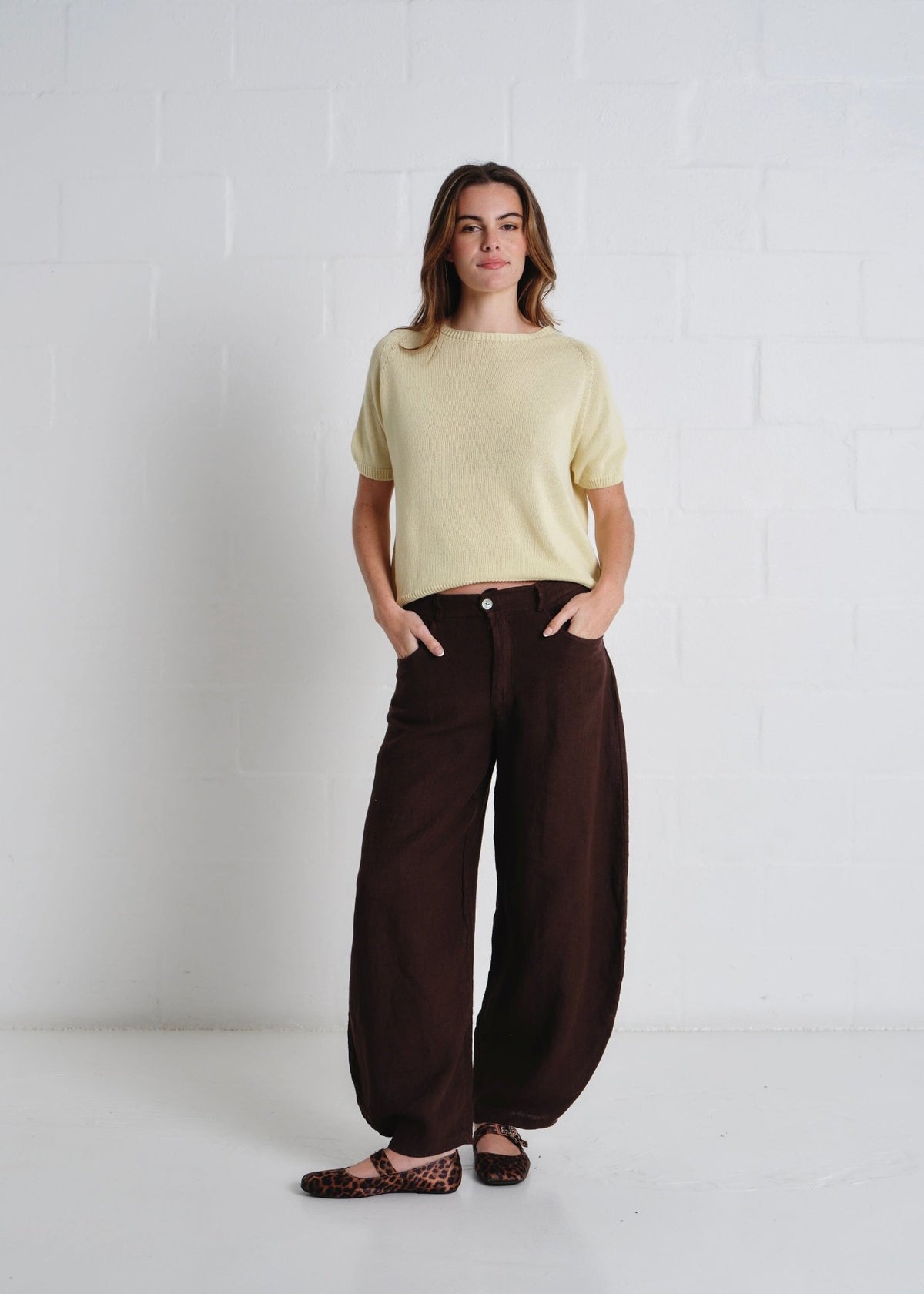 View our Deneuve Cotton Round Neck SS Top In Sunshine Yellow - by Tribute Store