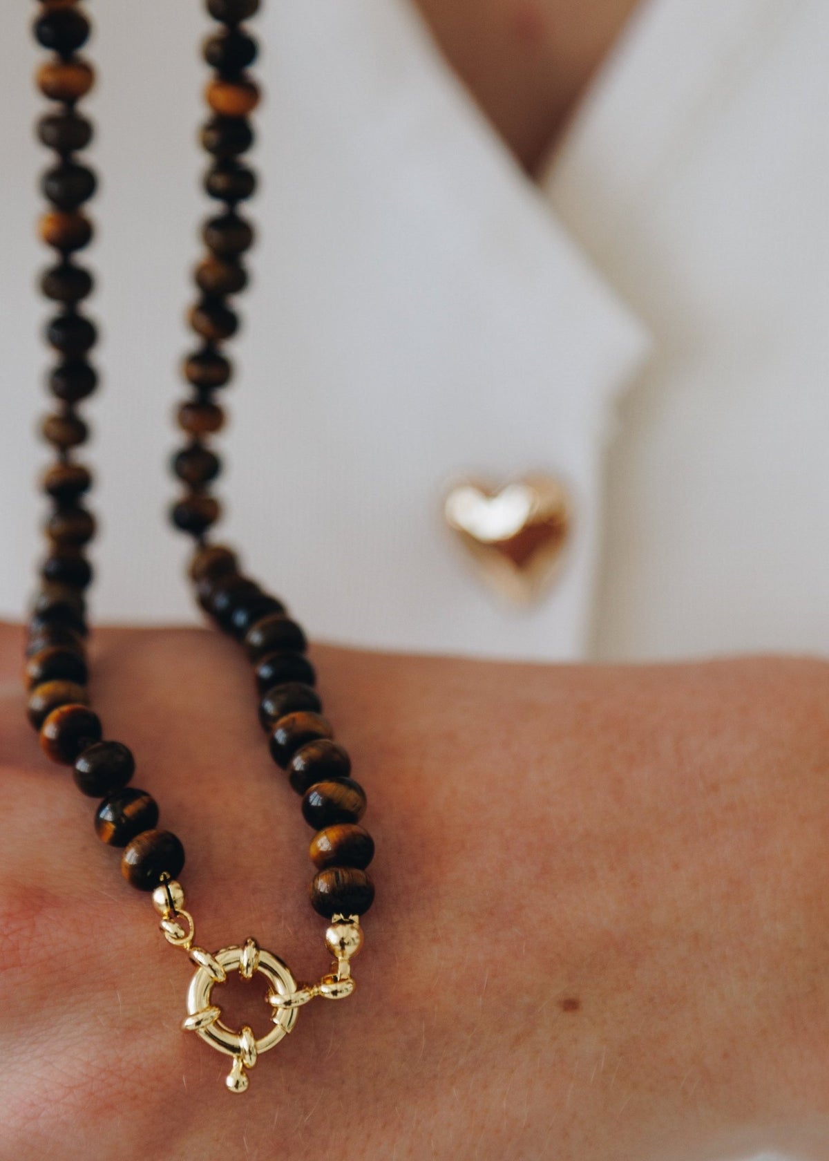 View our Eclair Tiger-eye Fisherman Wives stone Necklace - by Tribute Store