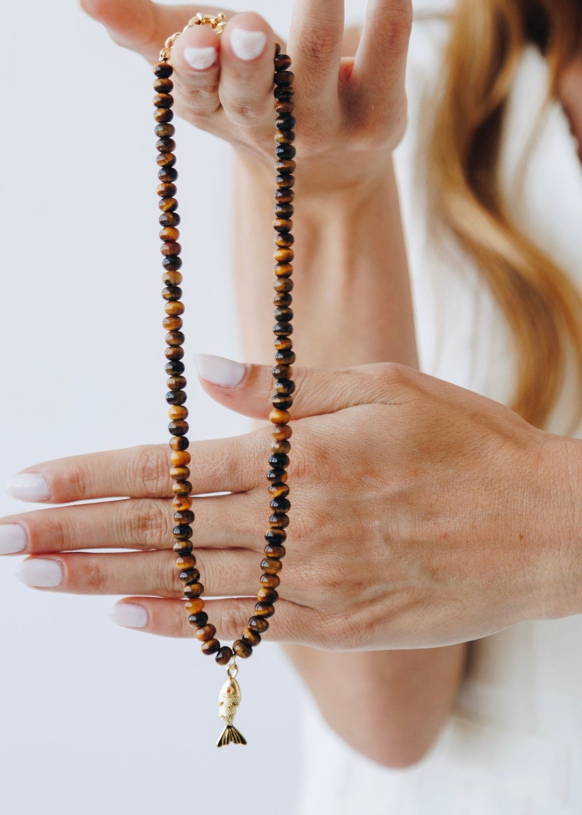 View our Eclair Tiger-eye Fisherman Wives stone Necklace - by Tribute Store