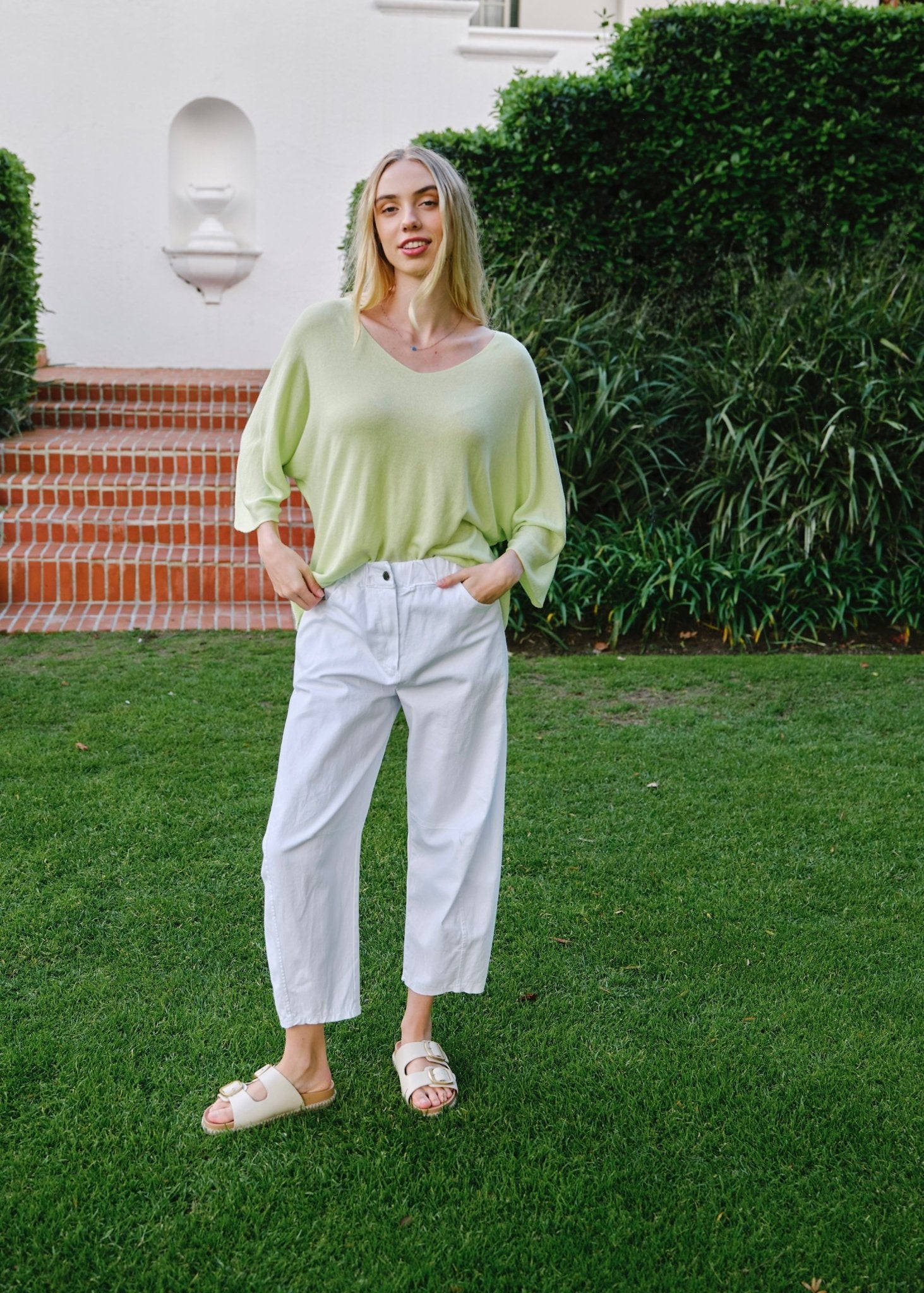 View our Emily Italian Modal Blend Batwing Knit in Lime Green - by Tribute Store