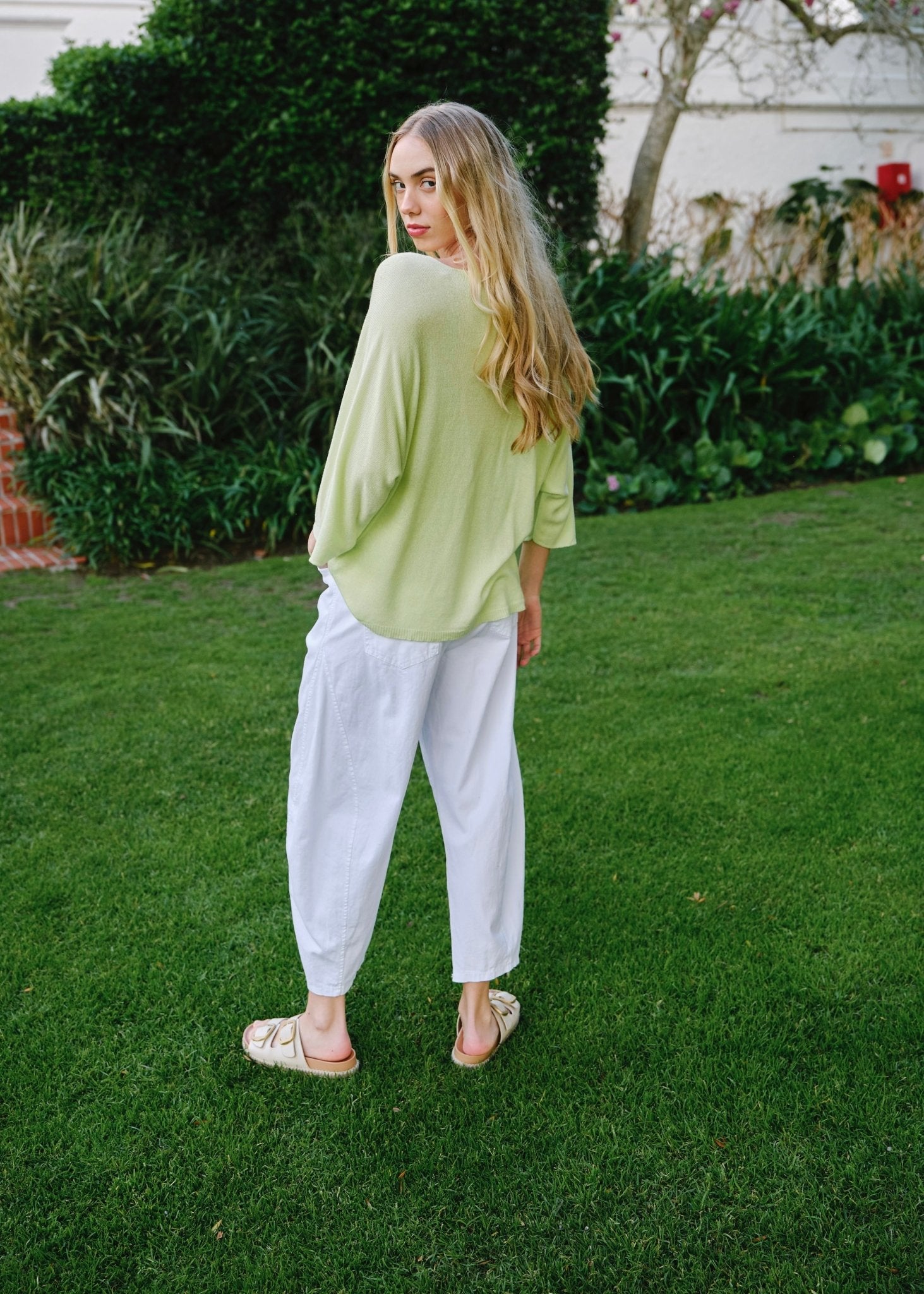 View our Emily Italian Modal Blend Batwing Knit in Lime Green - by Tribute Store