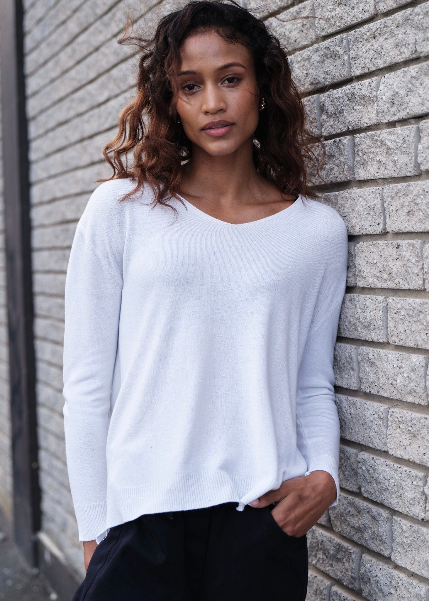 View our Florence Italian Oversized V Neck Knit In White - by Tribute Store