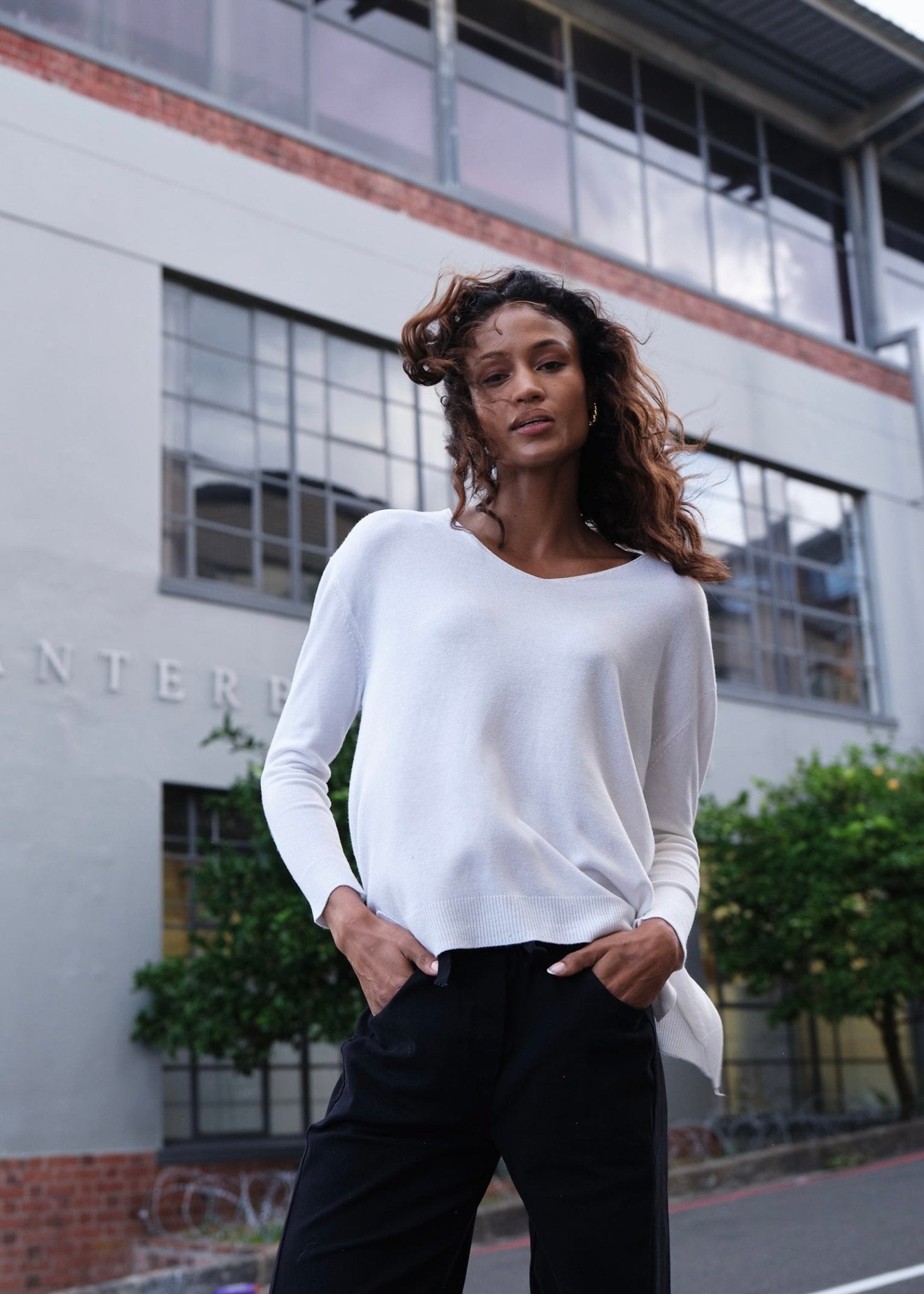 View our Florence Italian Oversized V Neck Knit In White - by Tribute Store