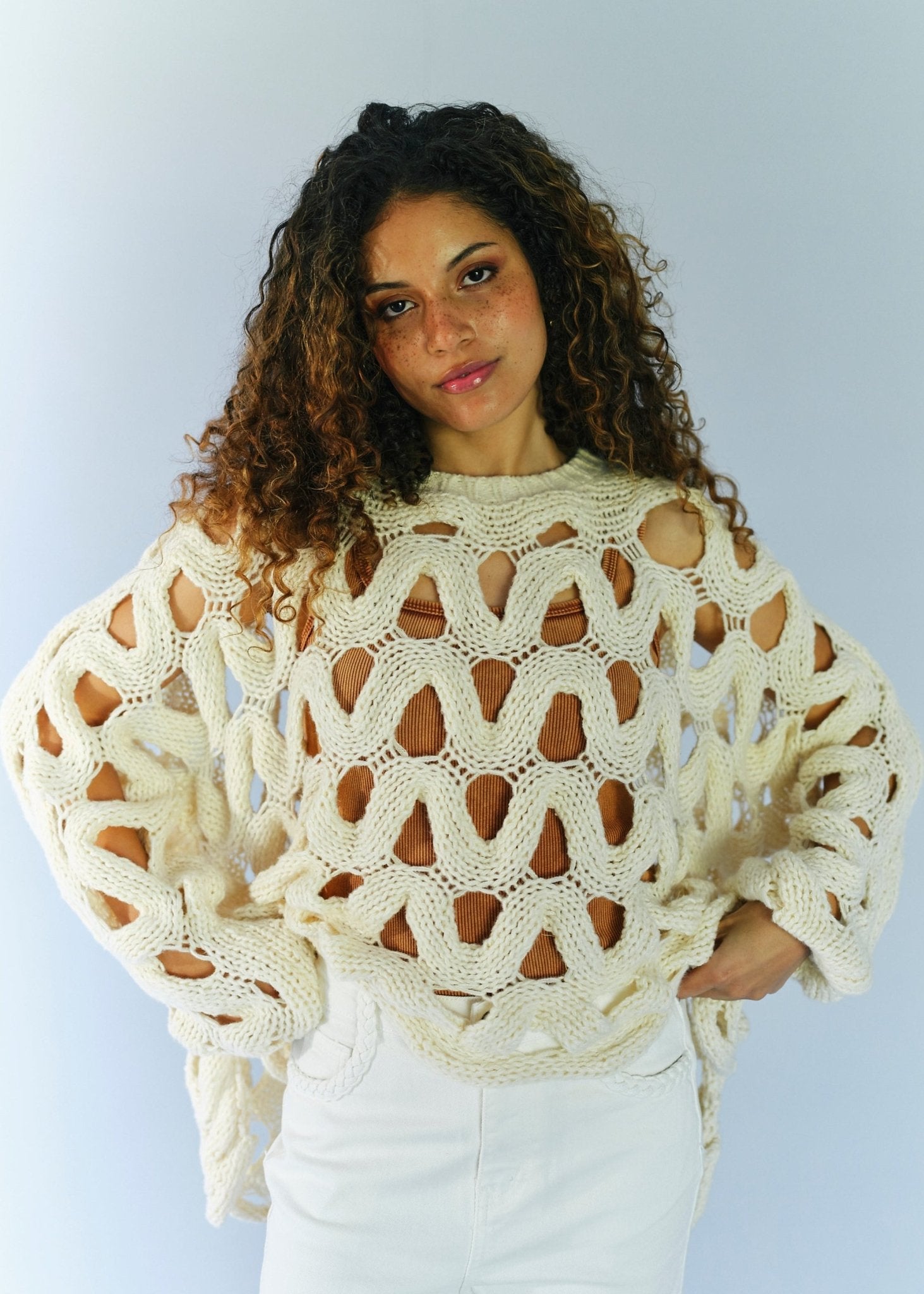 View our Fuji Viscose Jumper in Cream - by Tribute Store