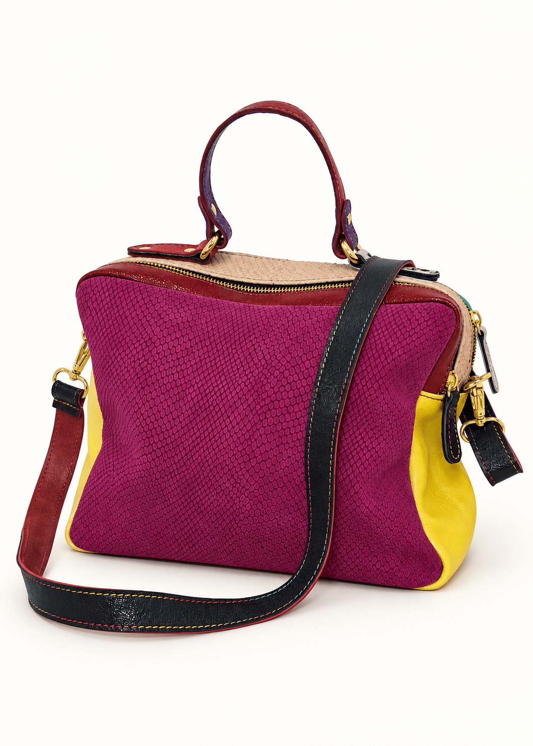View our Genuine Leather Patchwork Crossbody Bag - by Tribute Store