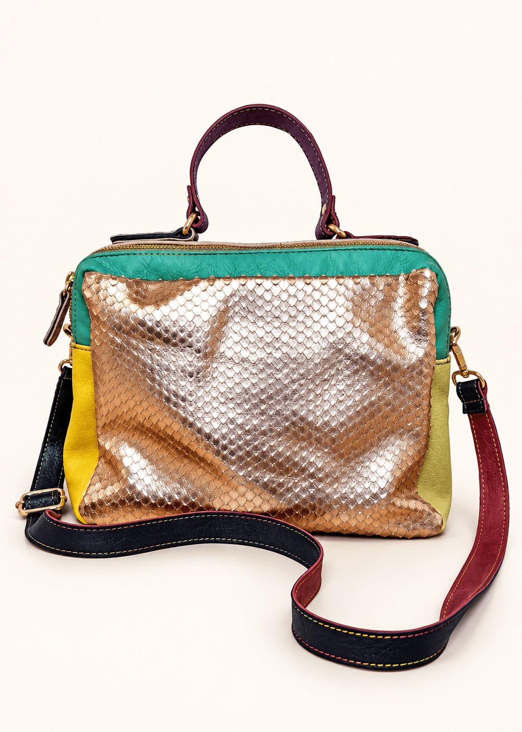 View our Genuine Leather Patchwork Crossbody Bag - by Tribute Store