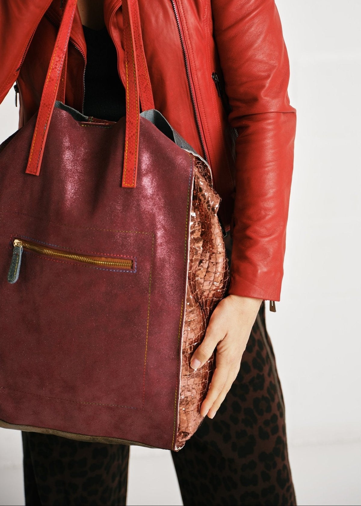 View our Genuine Leather Patchwork Tote Bag - by Tribute Store