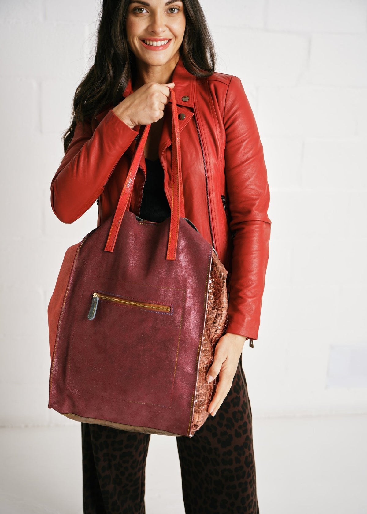 View our Genuine Leather Patchwork Tote Bag - by Tribute Store