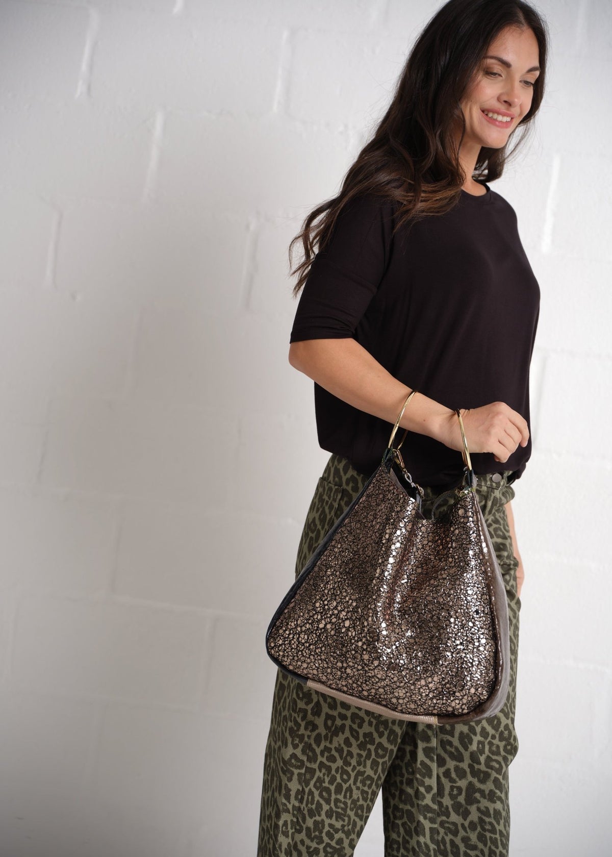 View our Genuine Leather Slouchy Shoulder Bag In Pewter - by Tribute Store