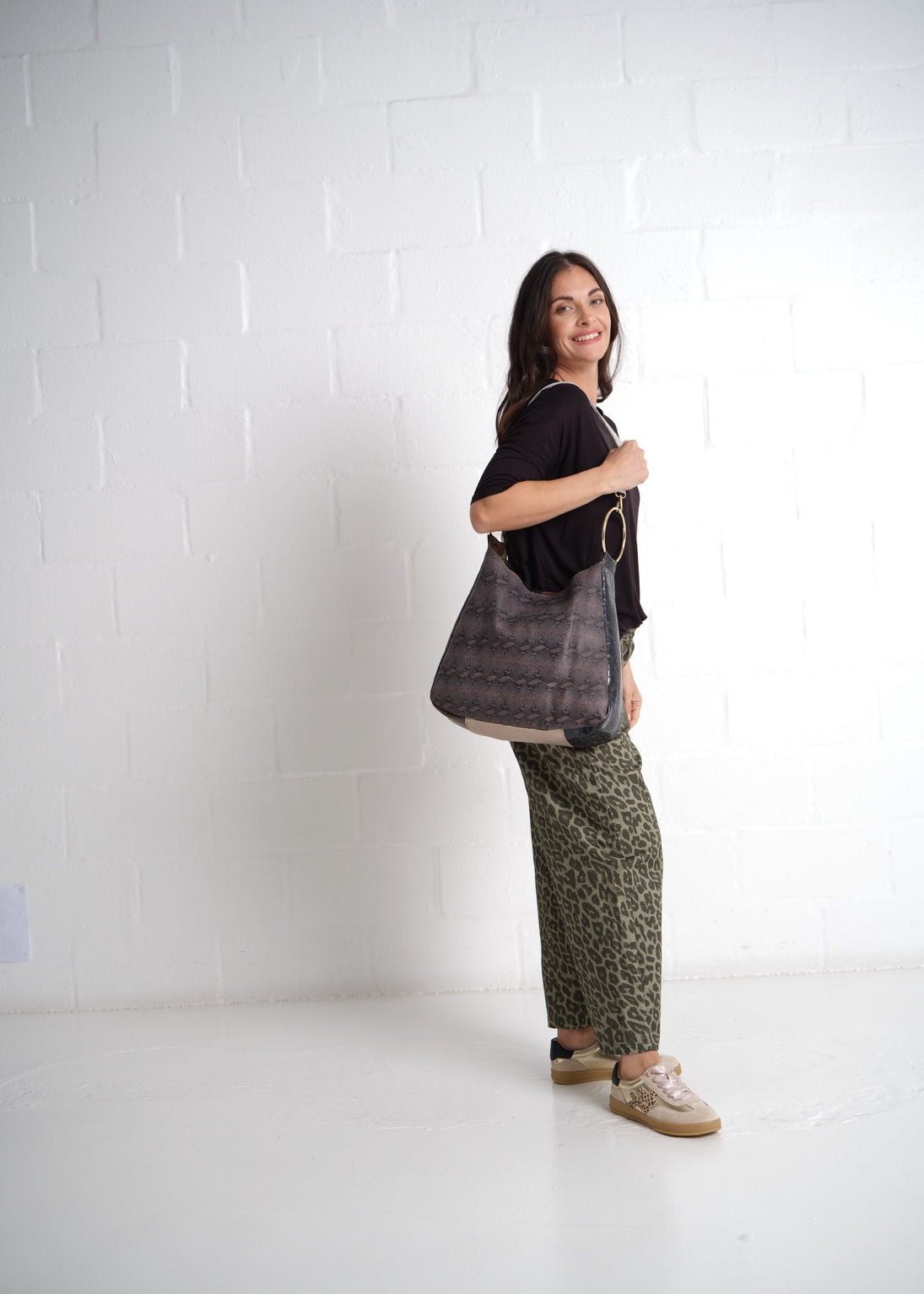 View our Genuine Leather Slouchy Shoulder Bag In Pewter - by Tribute Store