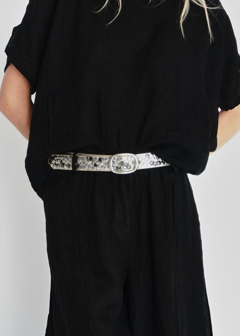 View our Genuine Leather Studded Belt In Beige - by Tribute Store