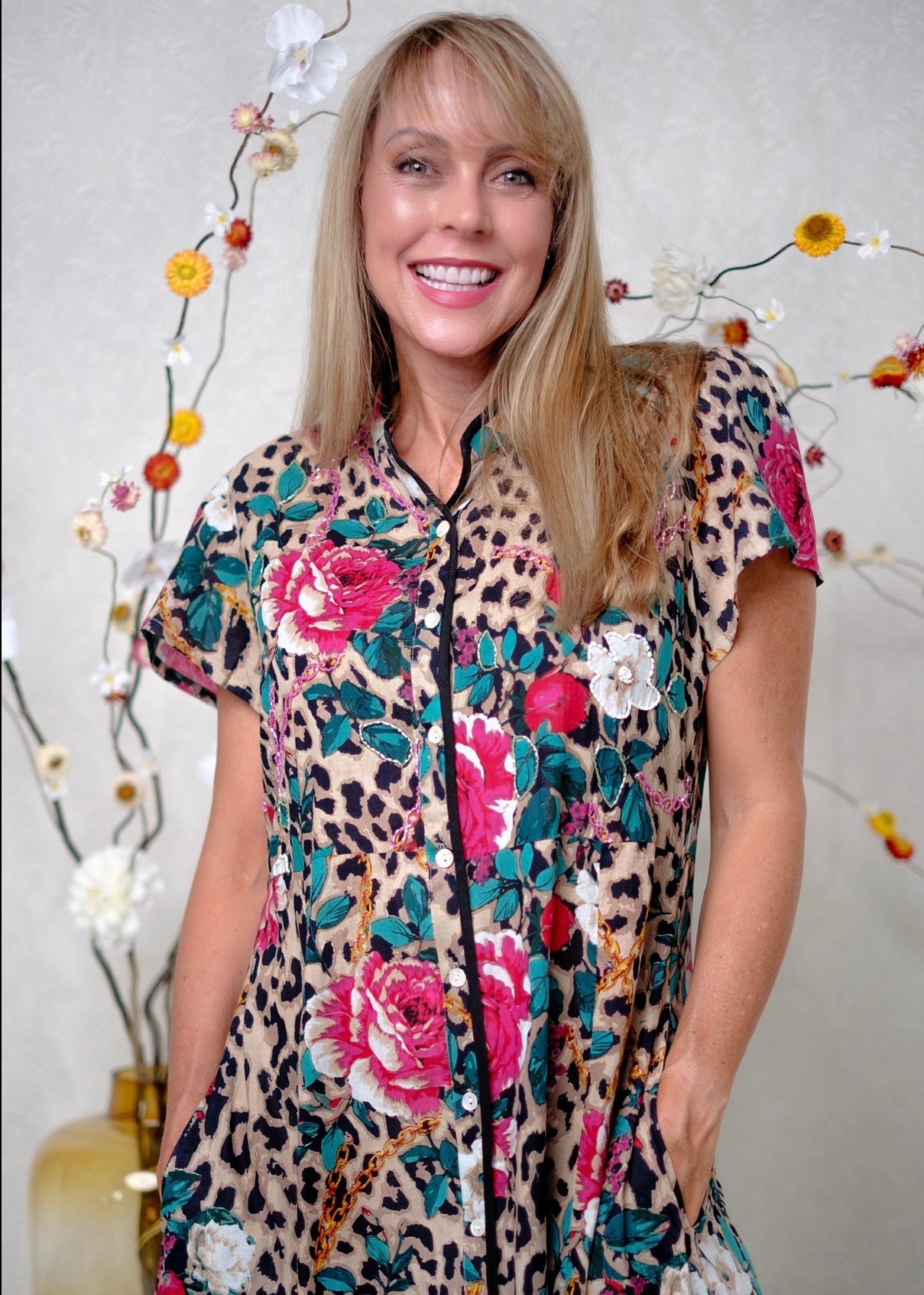 View our Giada Maxi Tiered Dress In Animal Print - by Tribute Store