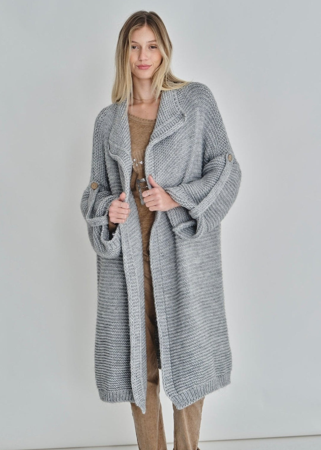 View our Gigi Chunky Cardigan In Grey - by Tribute Store