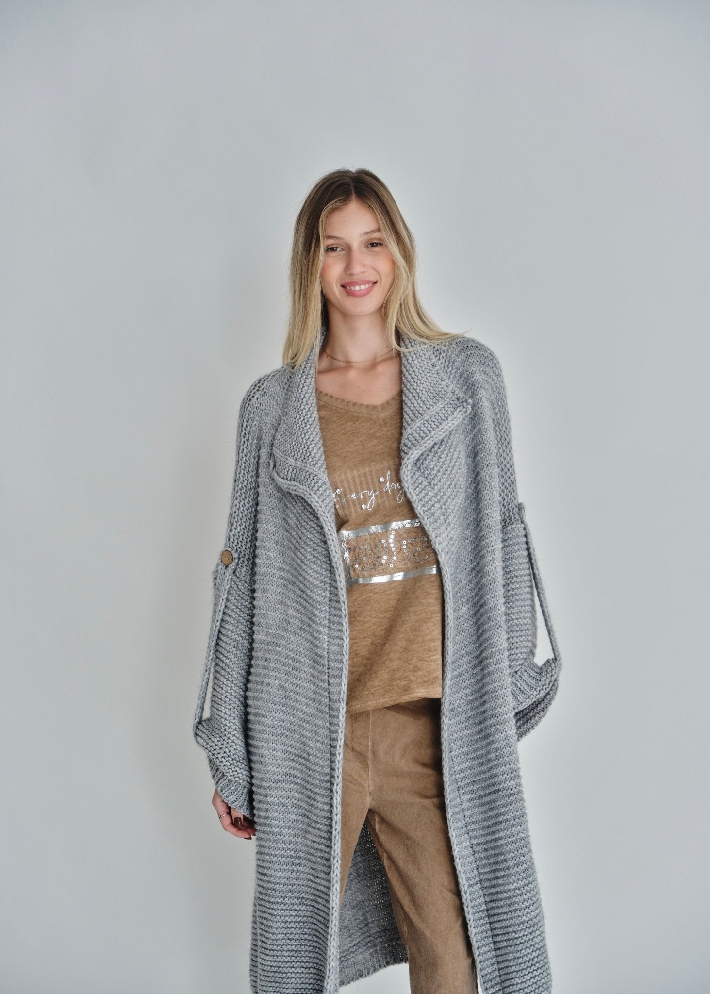 View our Gigi Chunky Cardigan In Grey - by Tribute Store