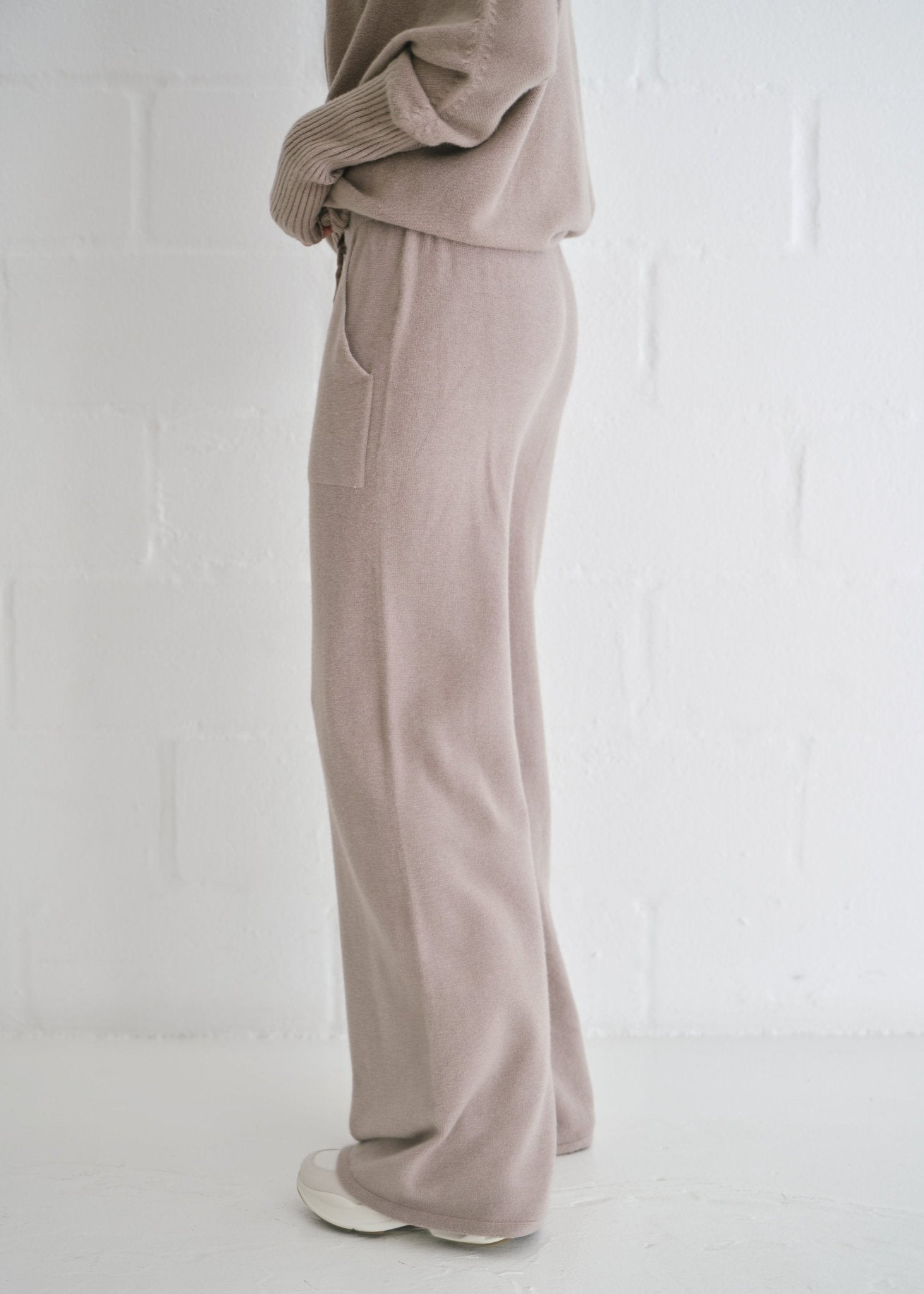 View our Giulia Italian Knitted Palazzo Pants In Taupe - by Tribute Store