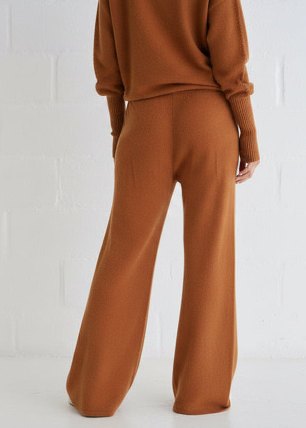 View our Giulia Italian Knitted Palazzo Pants In Taupe - by Tribute Store
