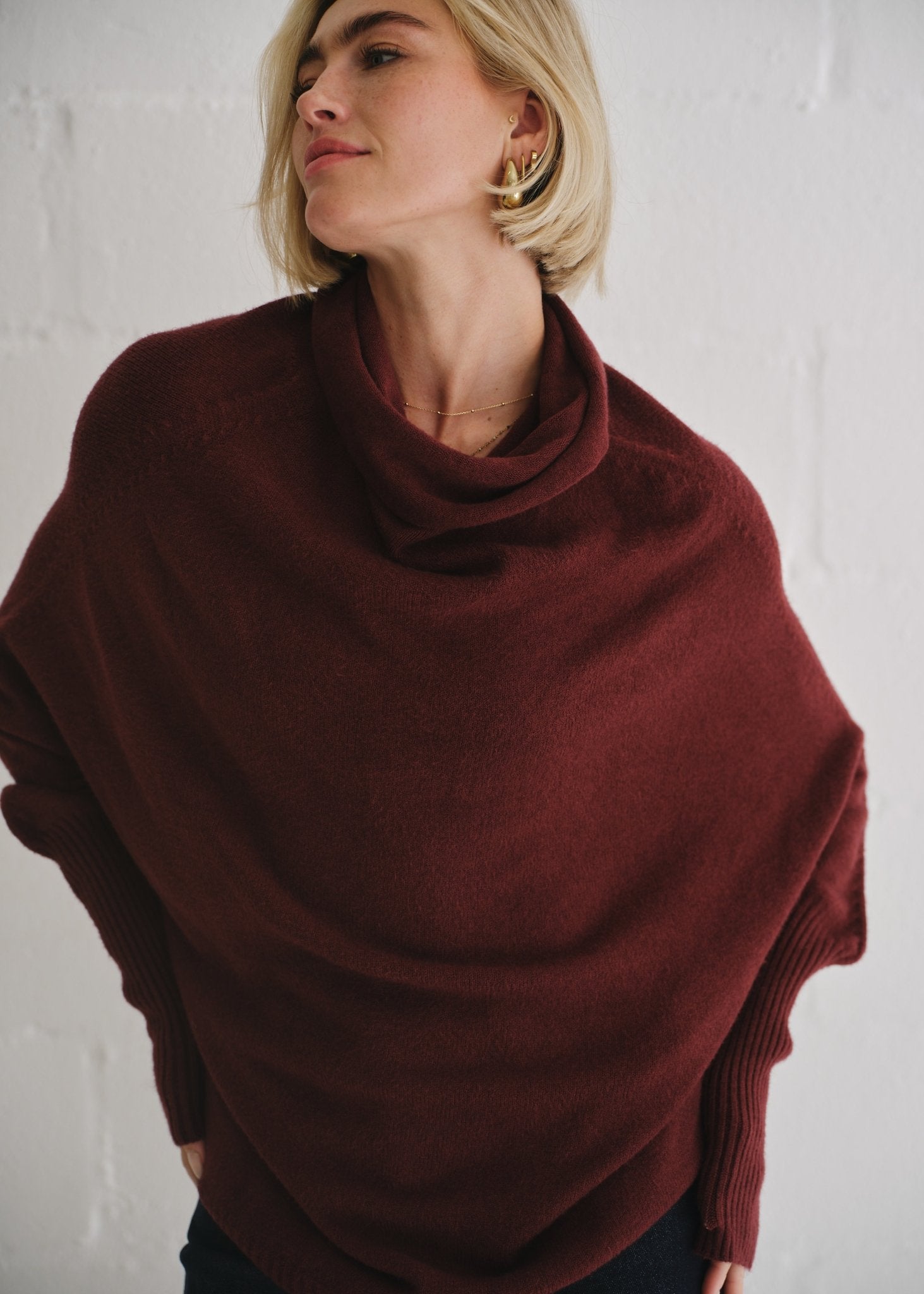 View our Giulia Italian Oversized Polo Neck In Maroon - by Tribute Store