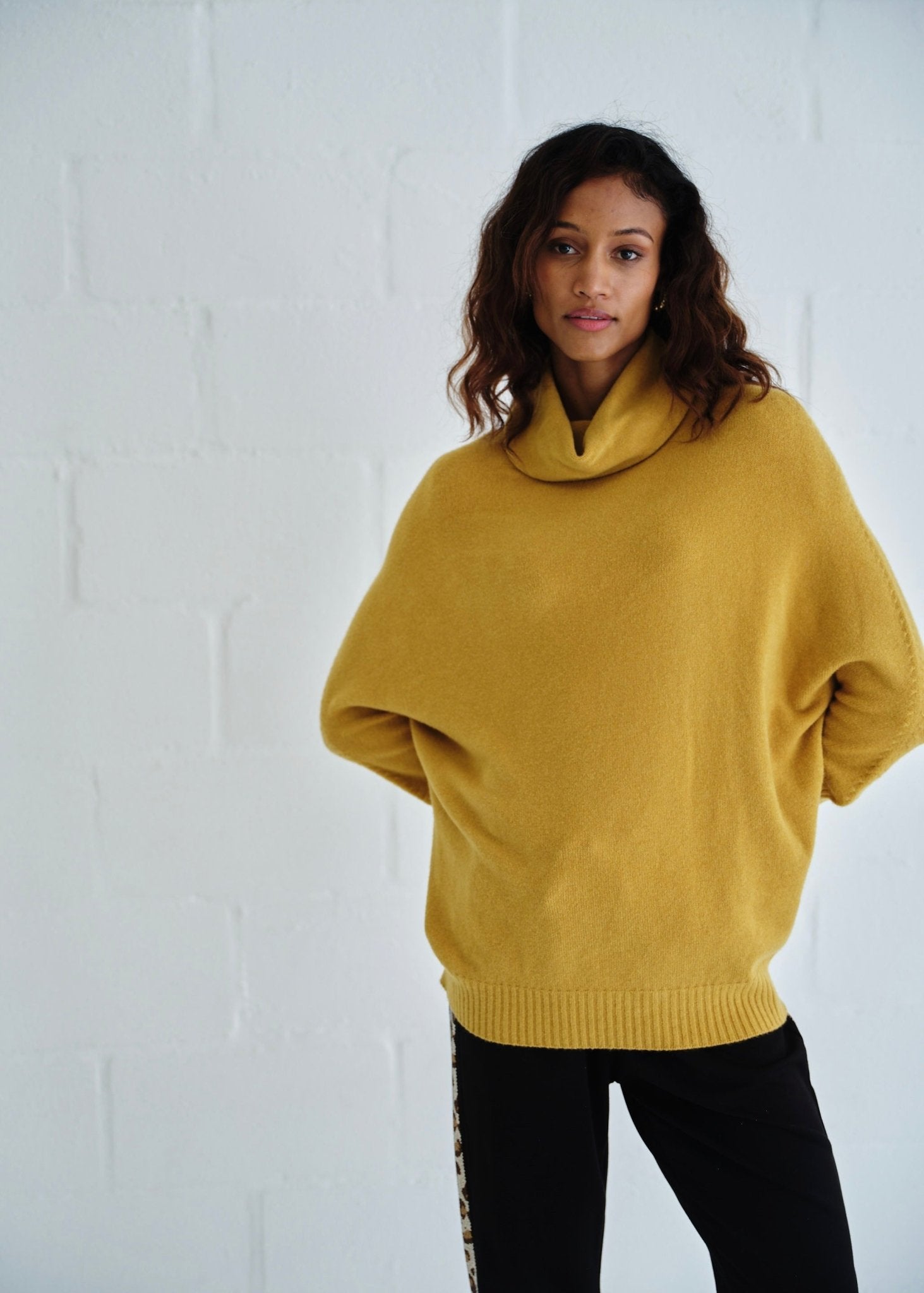 View our Giulia Italian Oversized Polo Neck In Mustard - by Tribute Store
