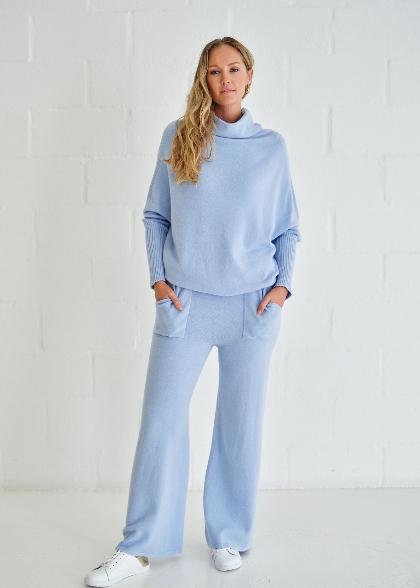 View our Giulia Italian Oversized Polo Neck In Sky Blue - by Tribute Store