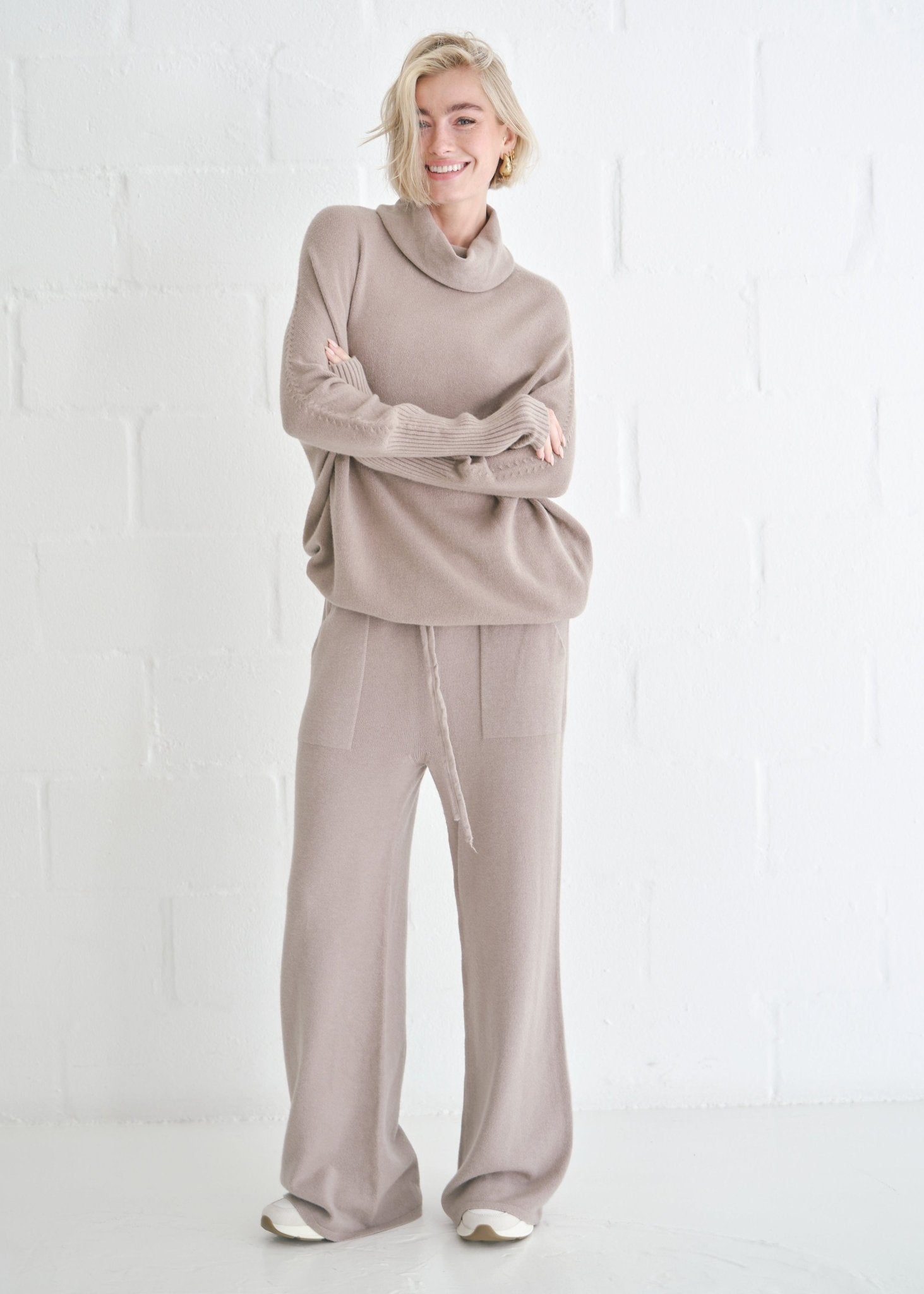 View our Giulia Italian Oversized Polo Neck In Taupe - by Tribute Store