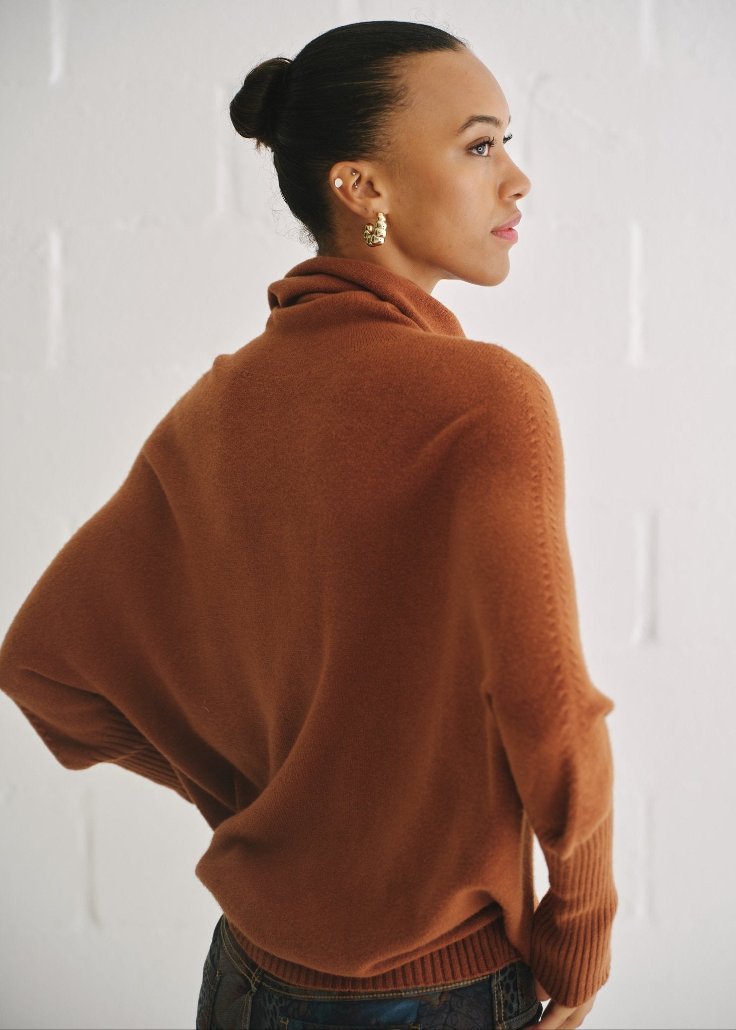 View our Giulia Italian Oversized Polo Neck In Tobacco - by Tribute Store