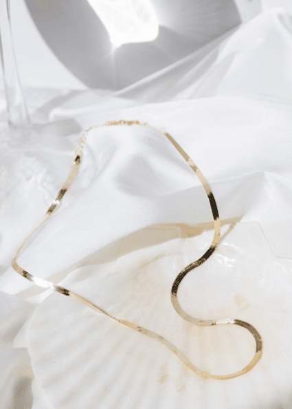 View our Gold Italian Long-wearing Thick Herringbone Necklace - by Tribute Store