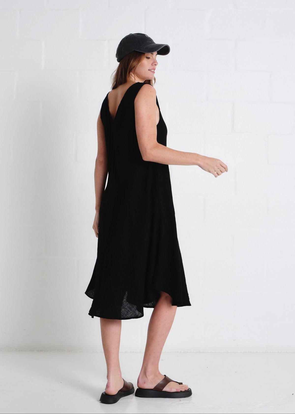 View our Guethary Italian Linen 3/4 Dress In Black - by Tribute Store