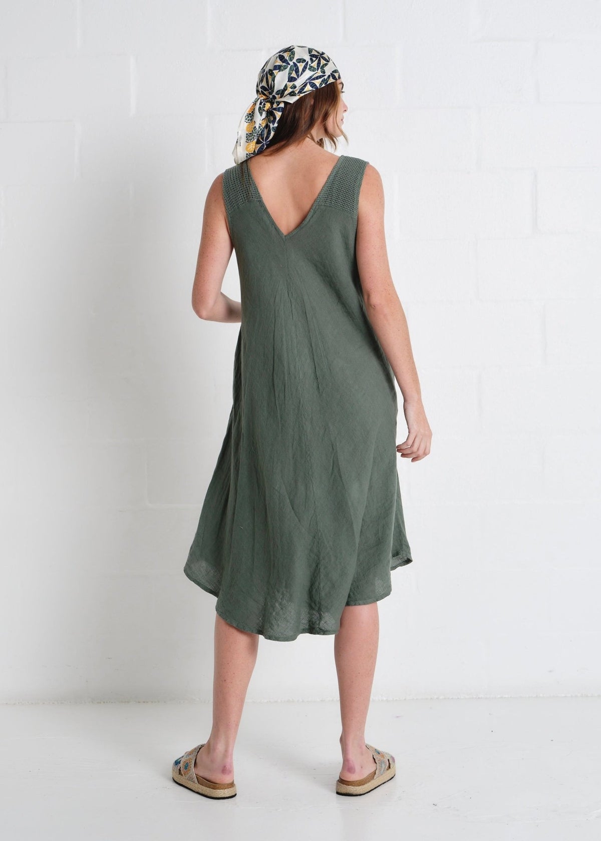 View our Guethary Italian Linen 3/4 Dress In Khaki - by Tribute Store