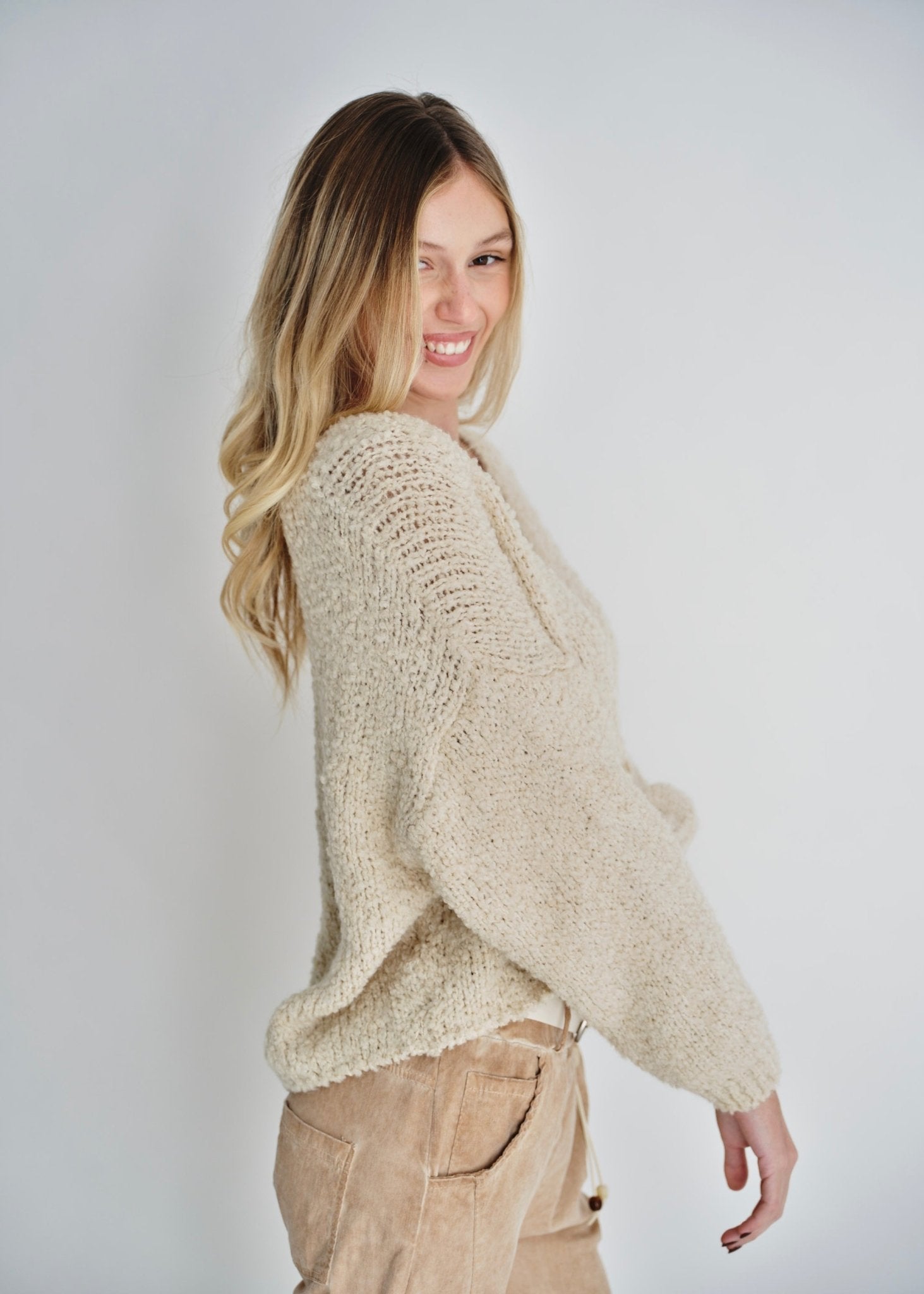 View our Hamptons Chunky Cardigan In Beige - by Tribute Store