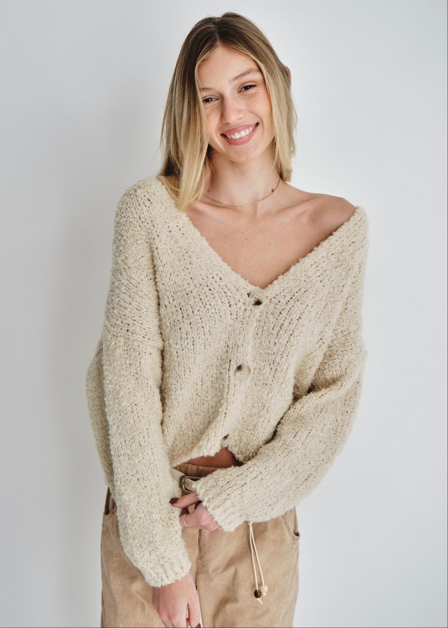 View our Hamptons Chunky Cardigan In Beige - by Tribute Store