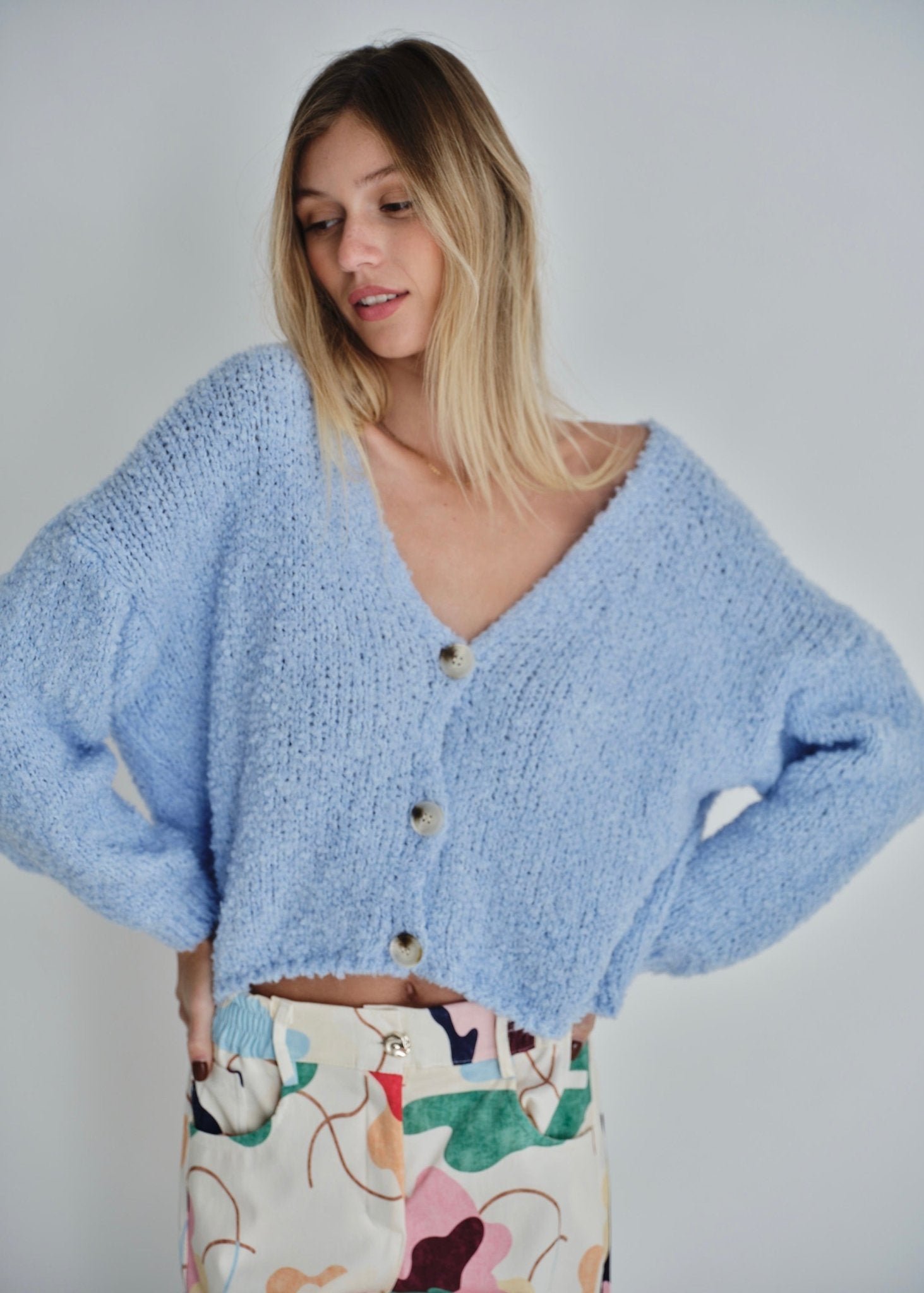 View our Hamptons Chunky Cardigan In Sky Blue - by Tribute Store
