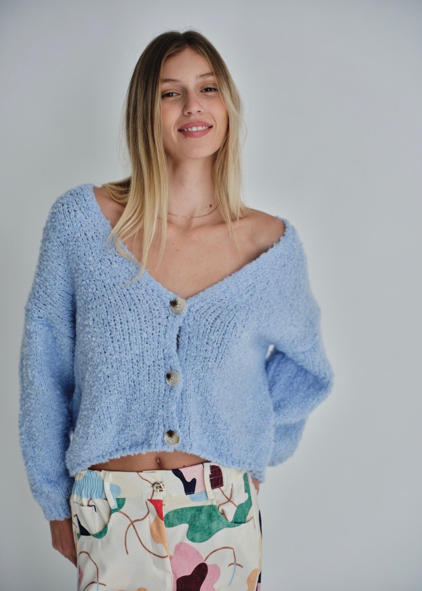 View our Hamptons Chunky Cardigan In Sky Blue - by Tribute Store