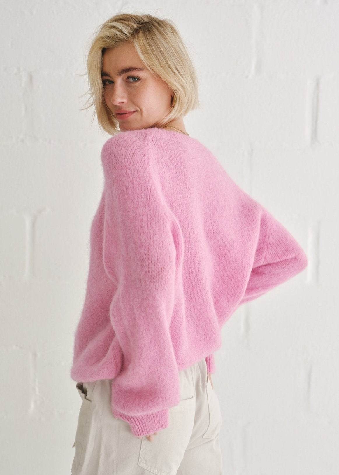 View our Italian Alpaca Hot Pink Oversized Knit - by Tribute Store