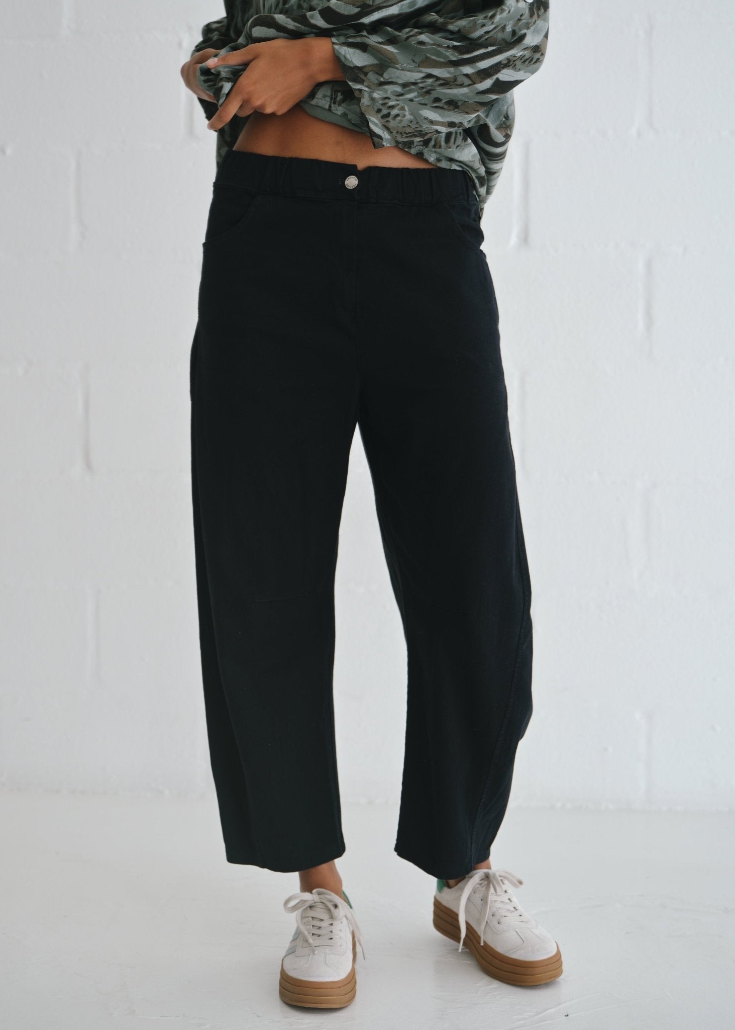 View our Italian Barrel Joggers In Black - by Tribute Store