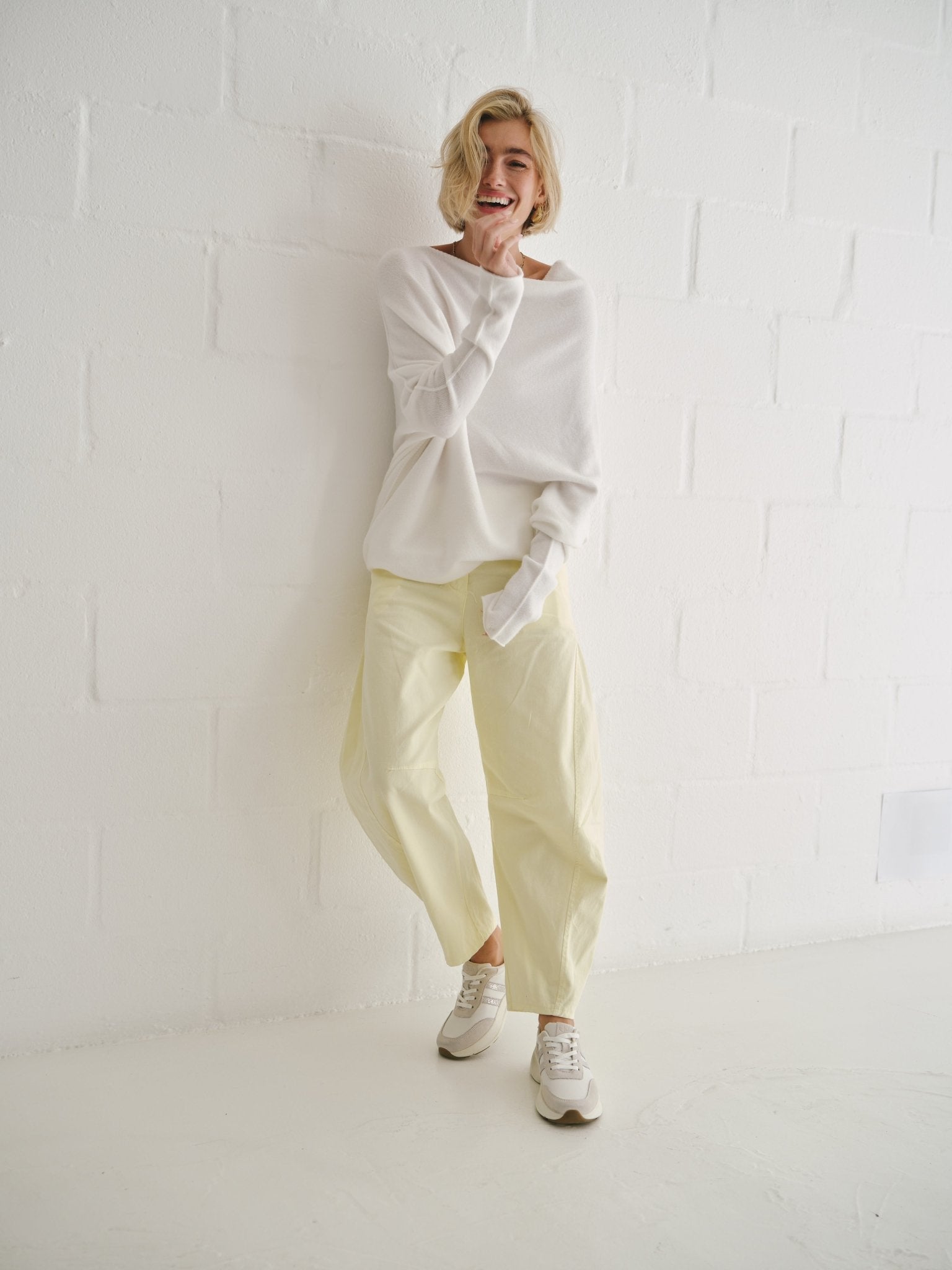 View our Italian Barrel Joggers In Yellow - by Tribute Store