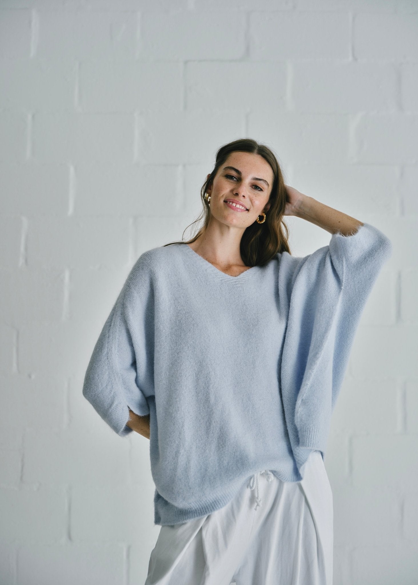 View our Italian Blue V Neck Knit - by Tribute Store