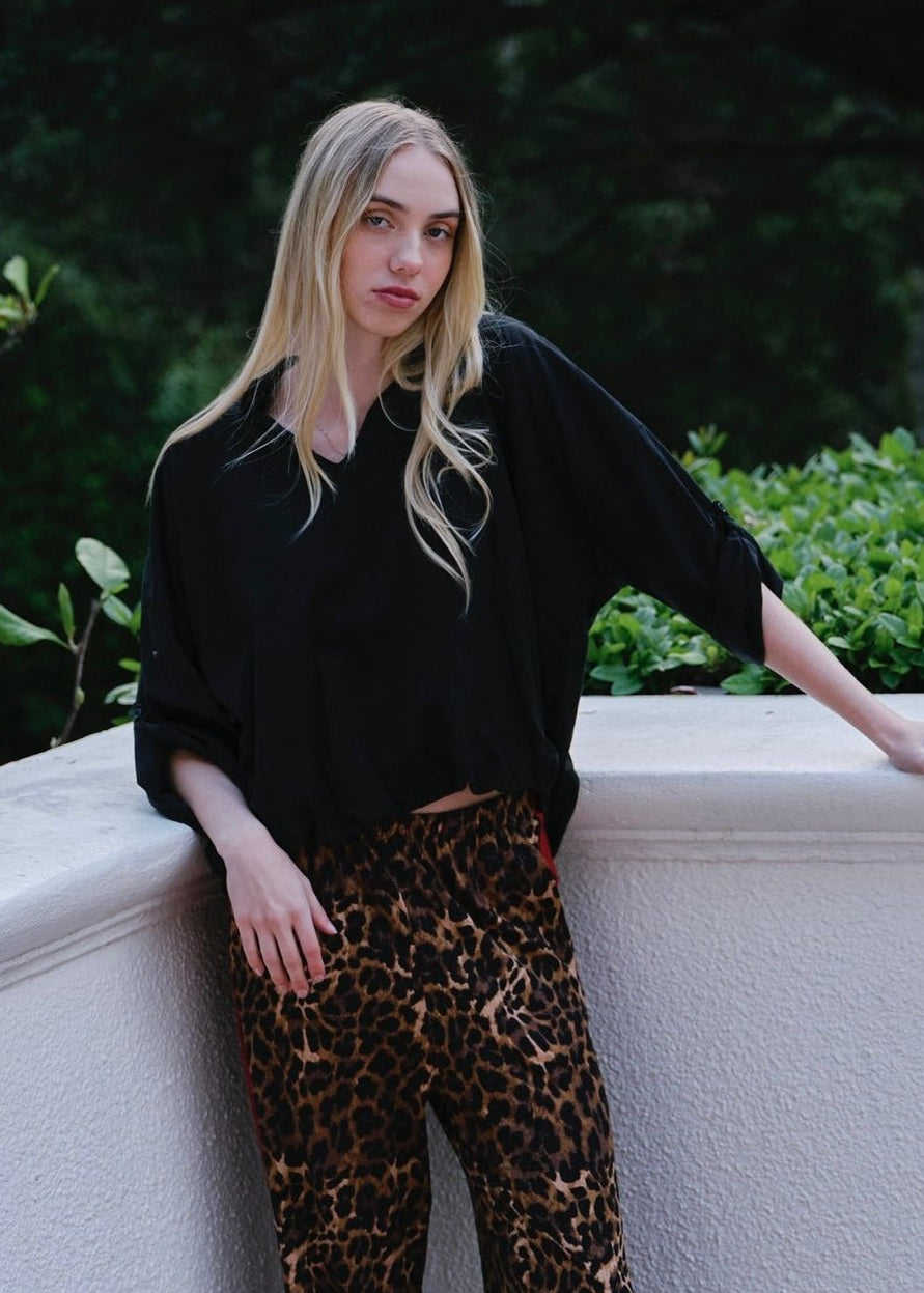 View our Italian Bubble Hem Cotton Shirt in Black - by Tribute Store