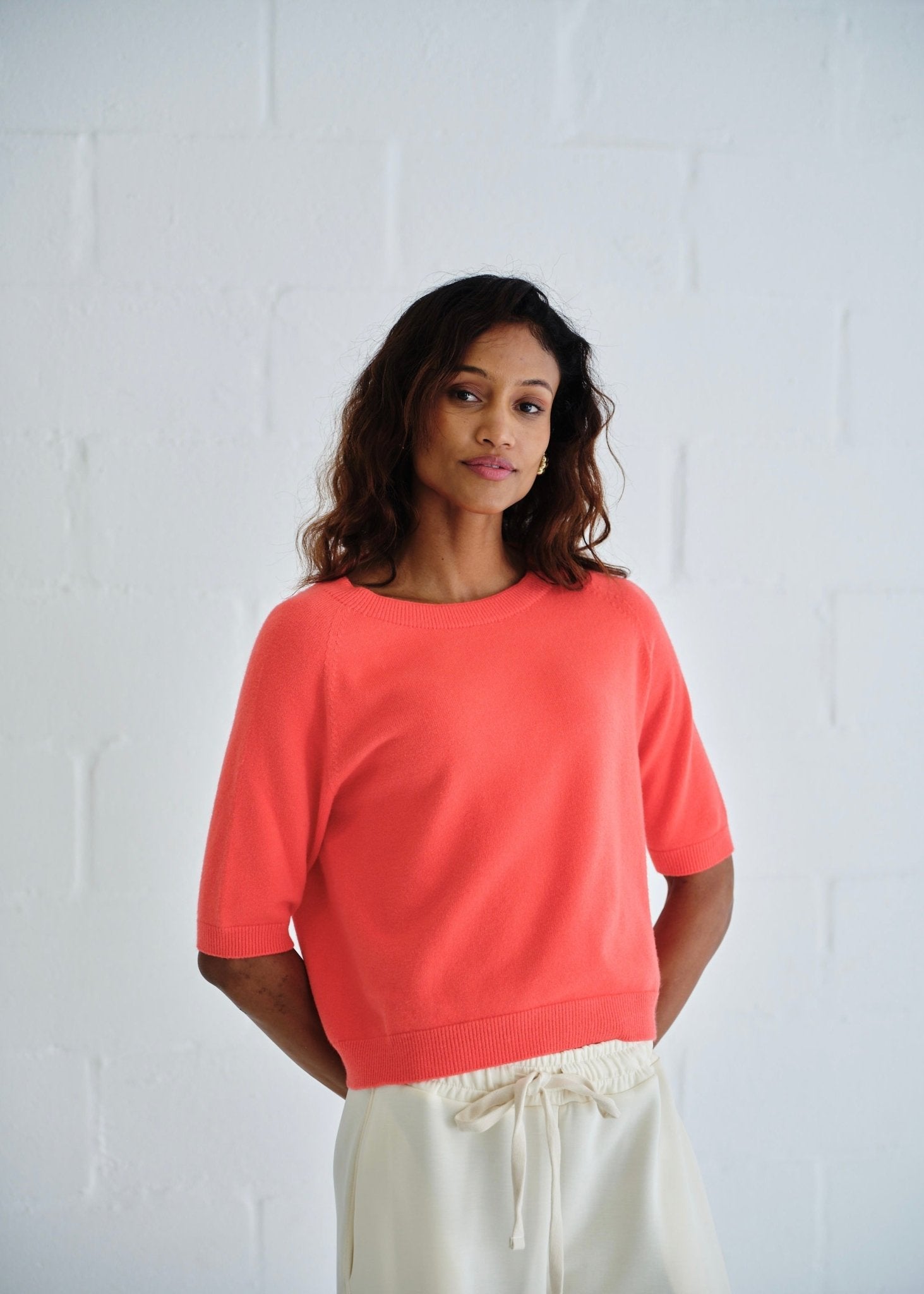 View our Italian Butter Soft Crew Neck Knit Coral - by Tribute Store