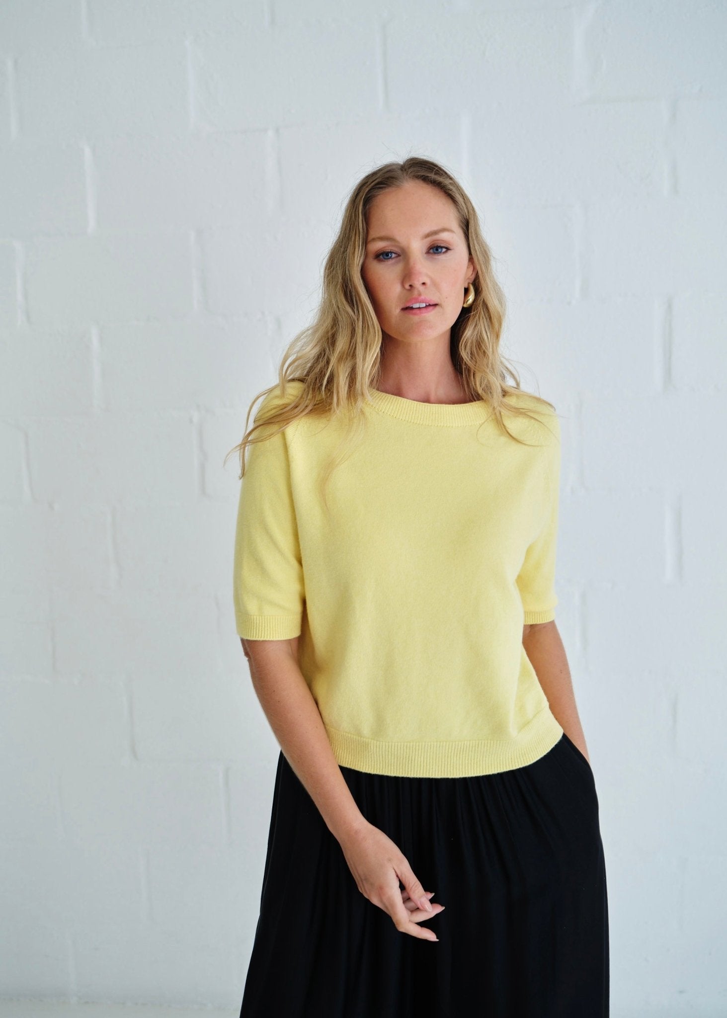 View our Italian Butter Soft Crew Neck Knit Yellow - by Tribute Store