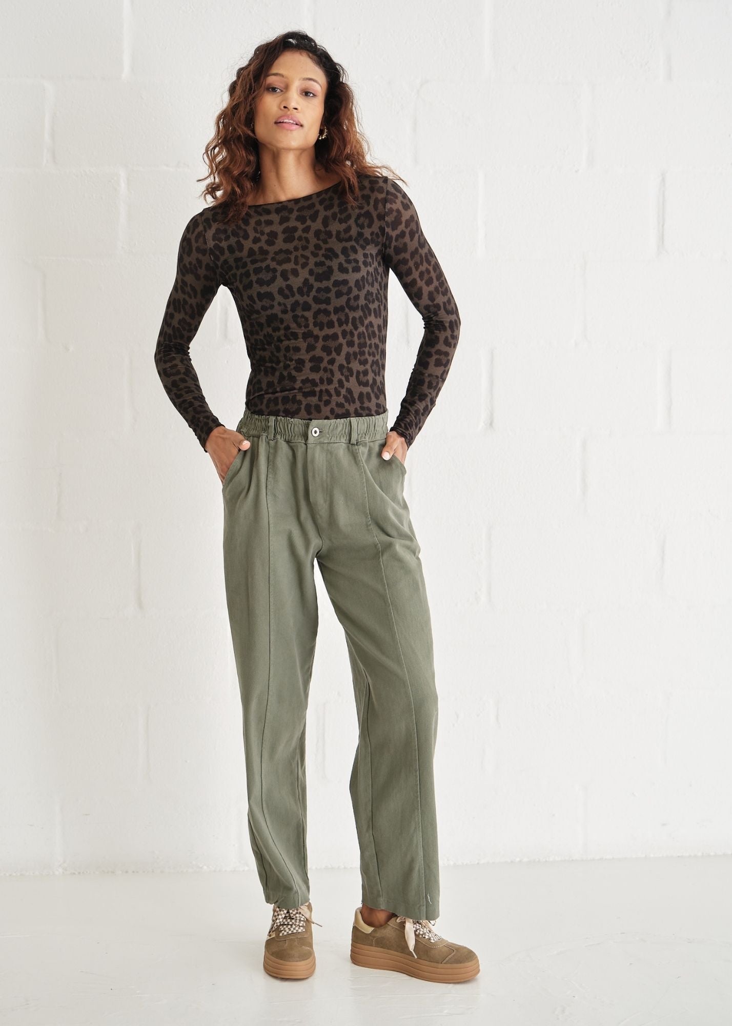 View our Italian Cotton Barrel Joggers In Khaki - by Tribute Store